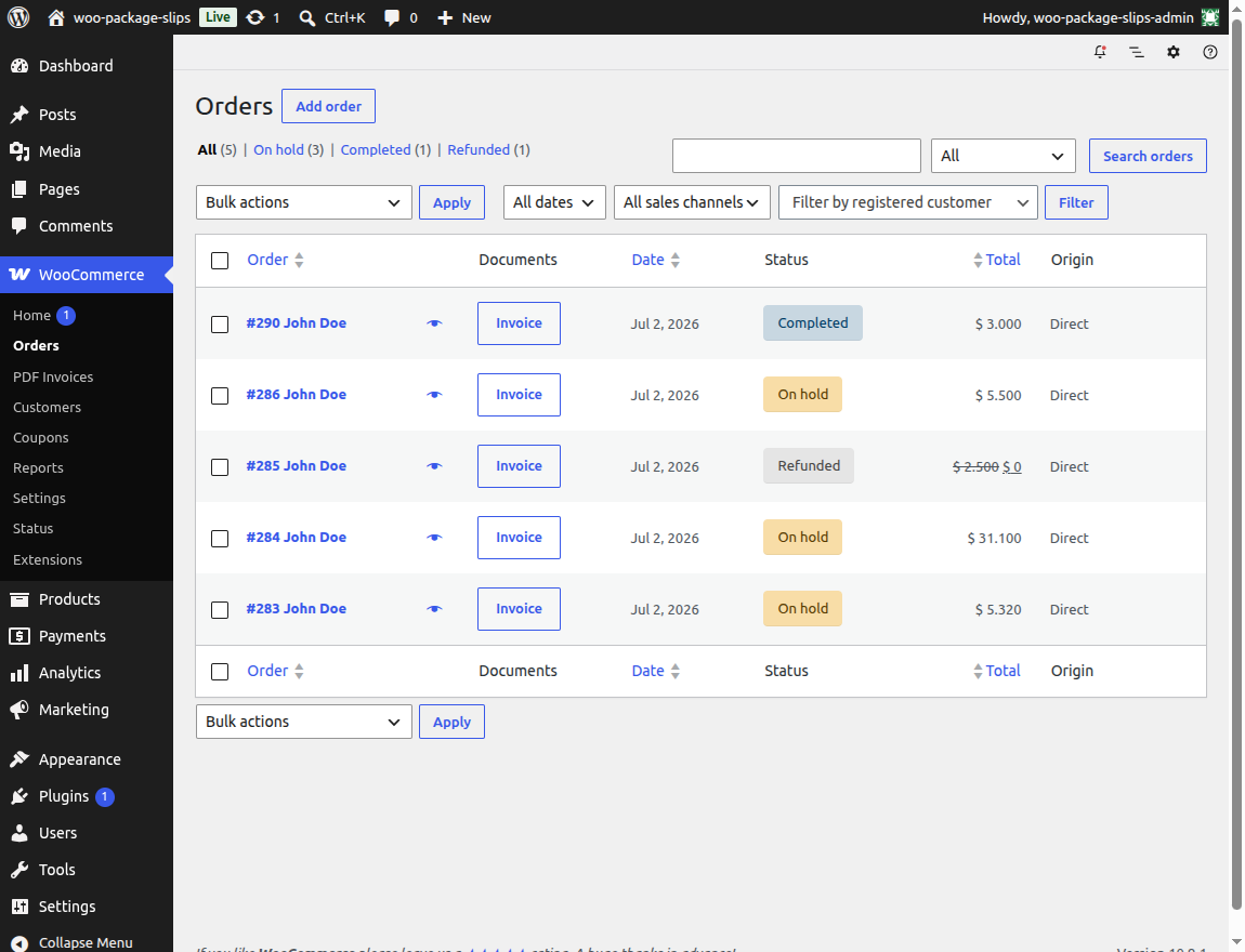WooCommerce Orders List Column