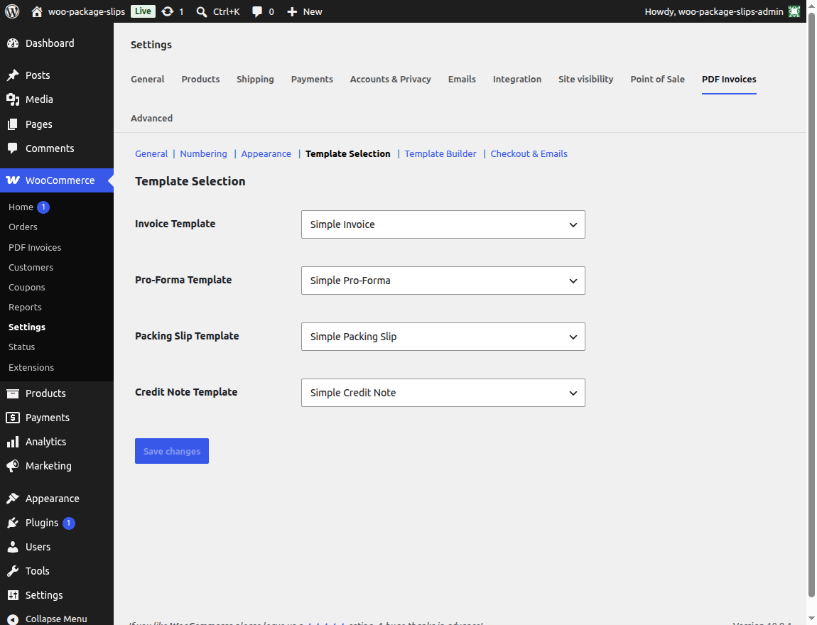 Templates Settings