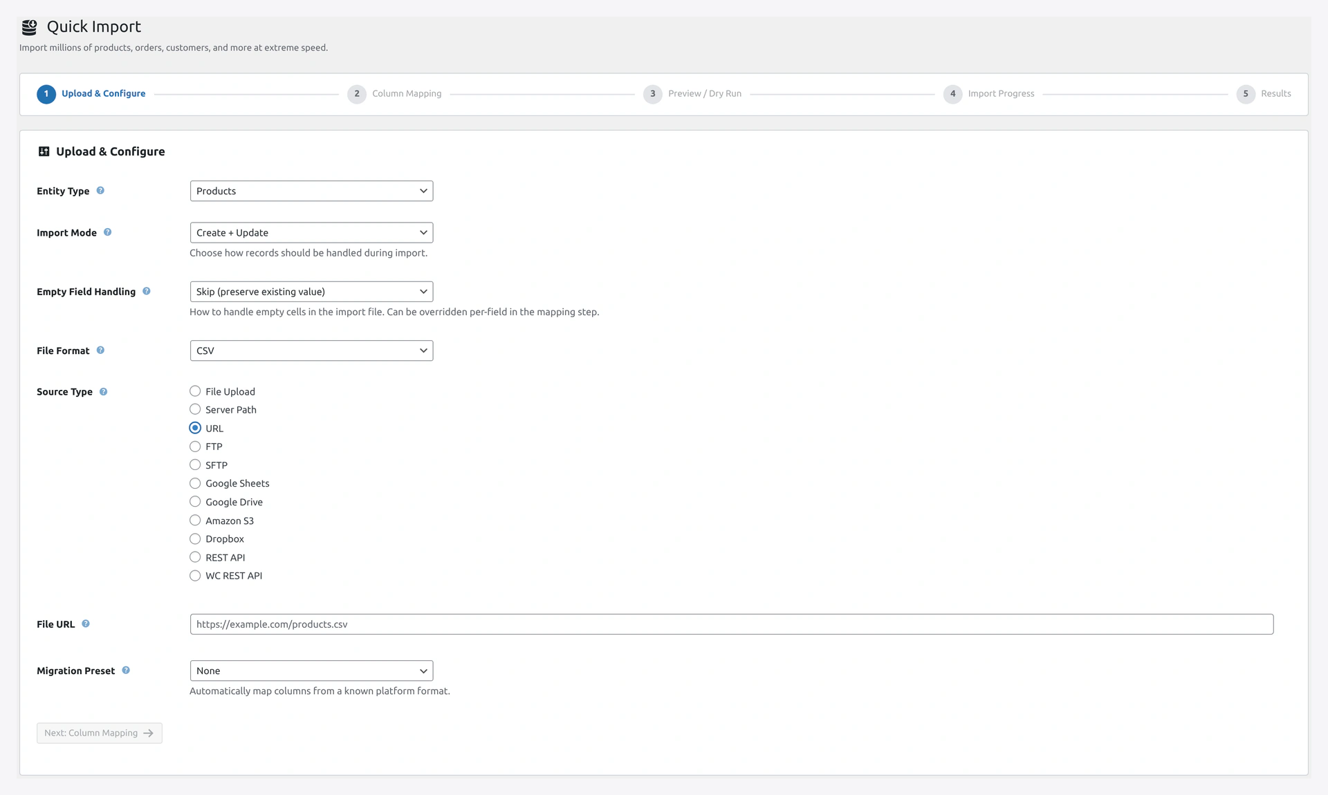 URL source panel