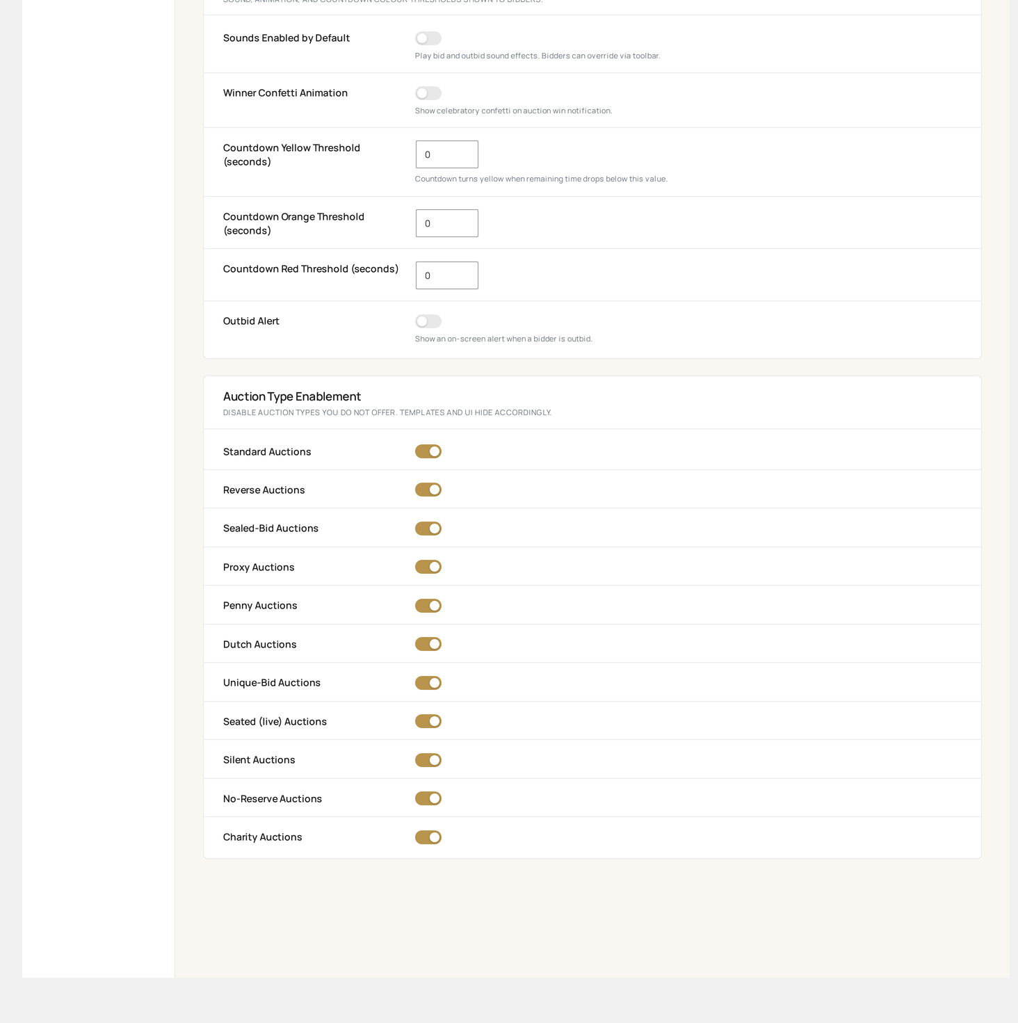 Settings → General — remaining defaults further down the same tab