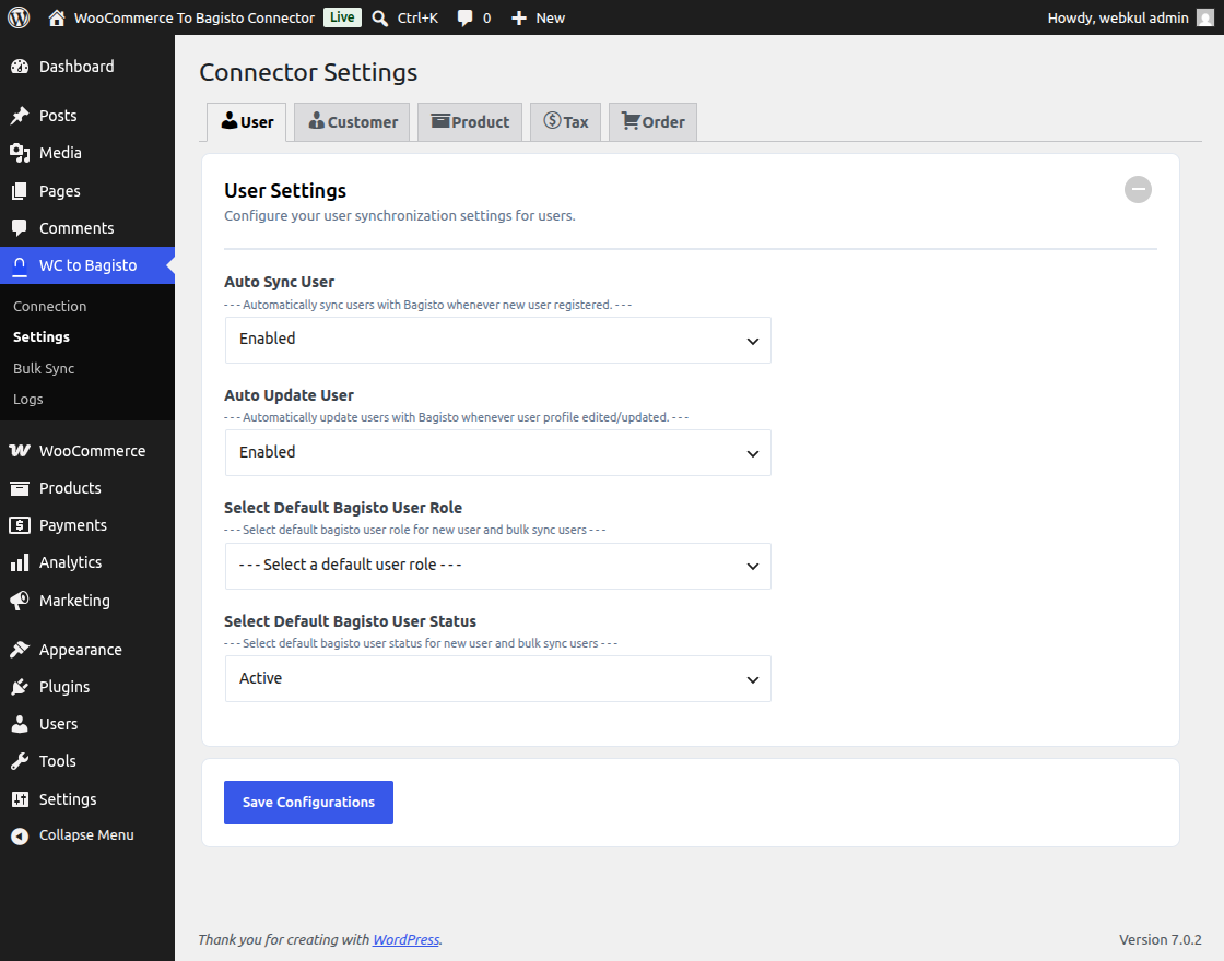 User Settings