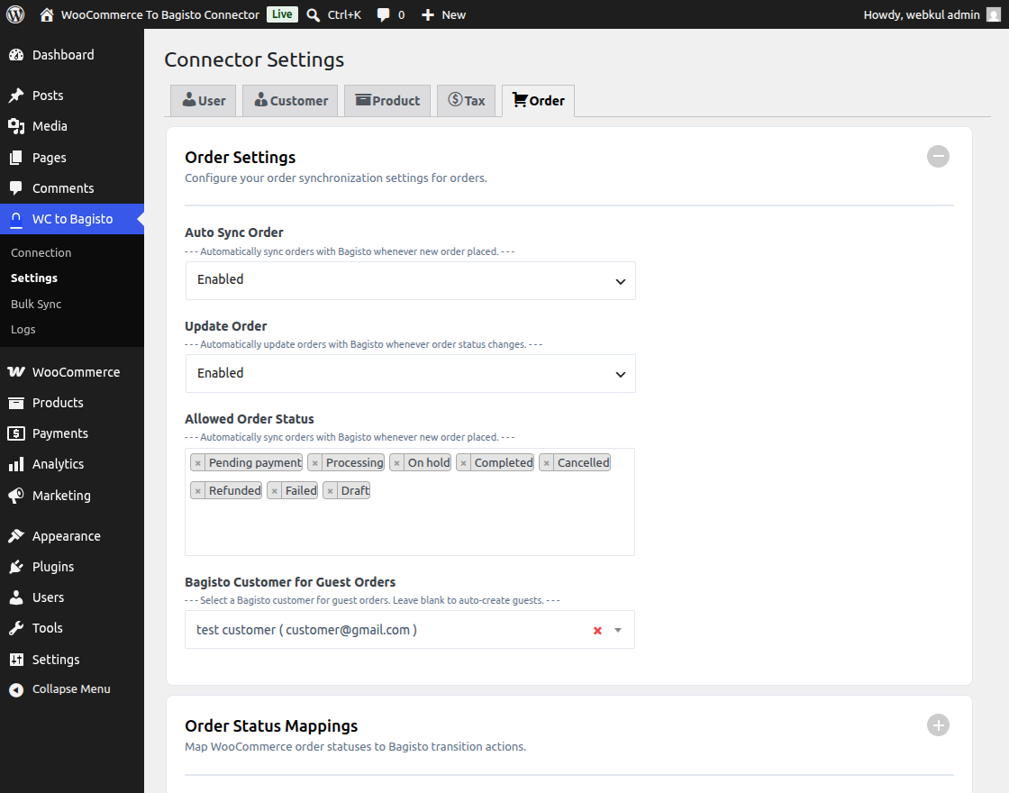 Order Settings