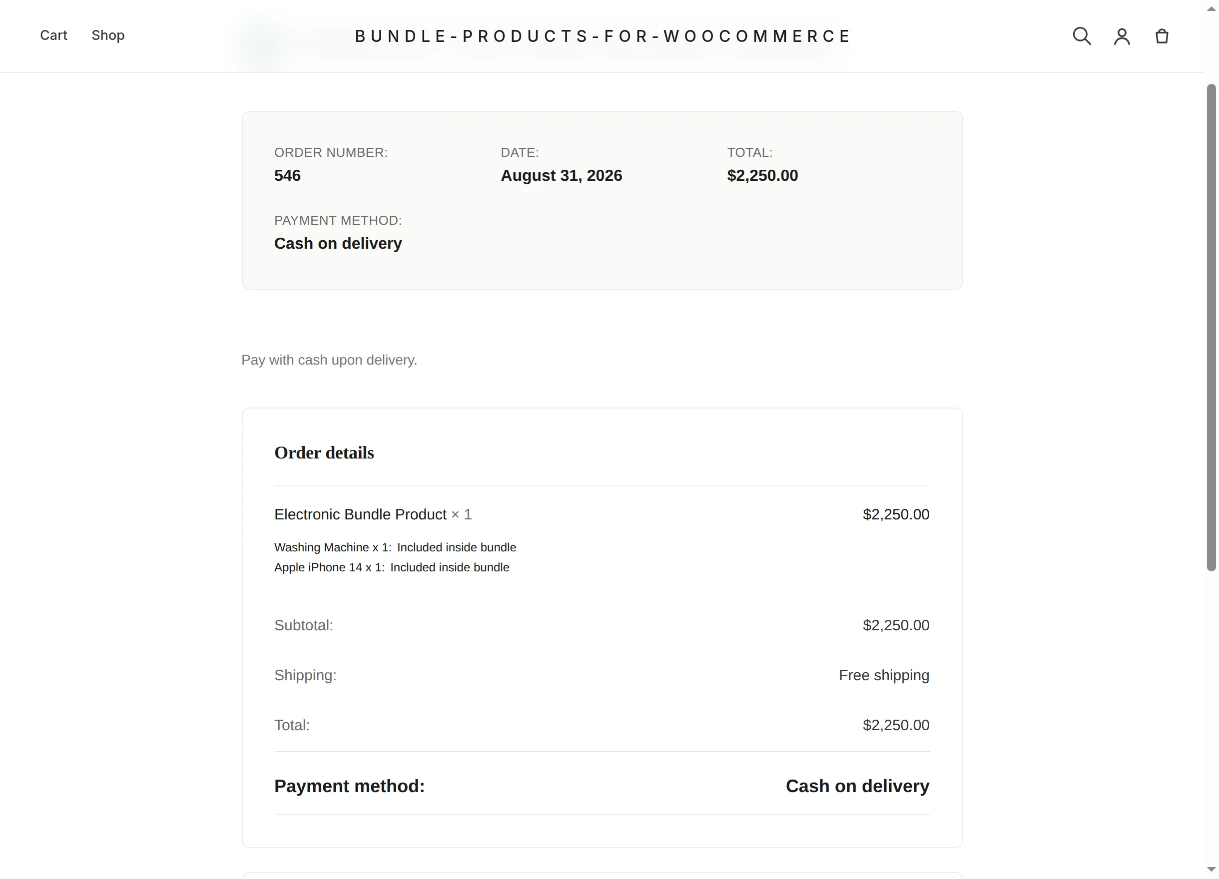 Order received page