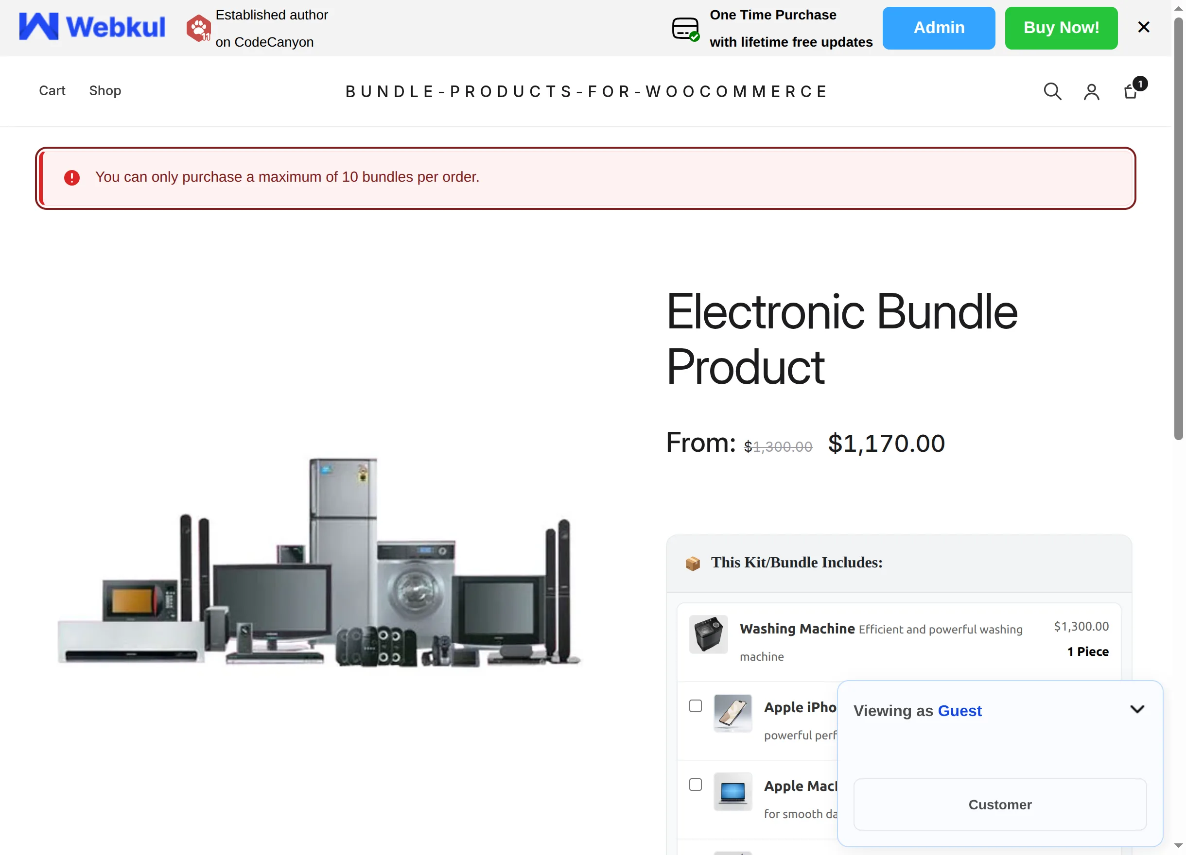 Example: purchase limit notice