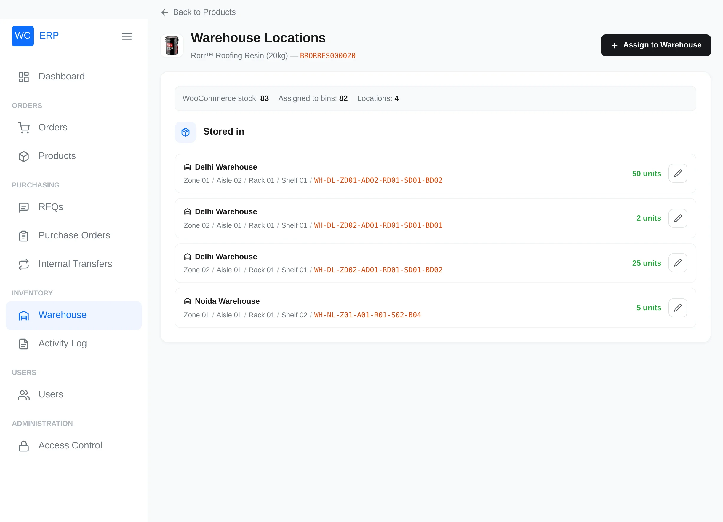 Product locations