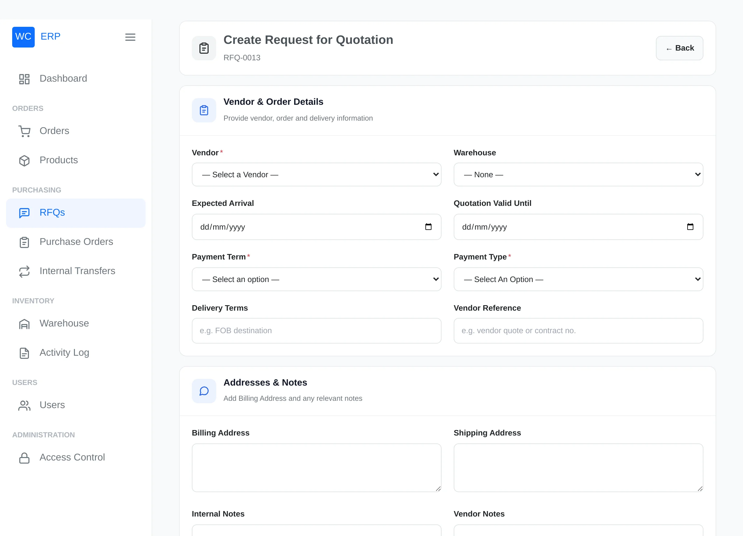 Create RFQ