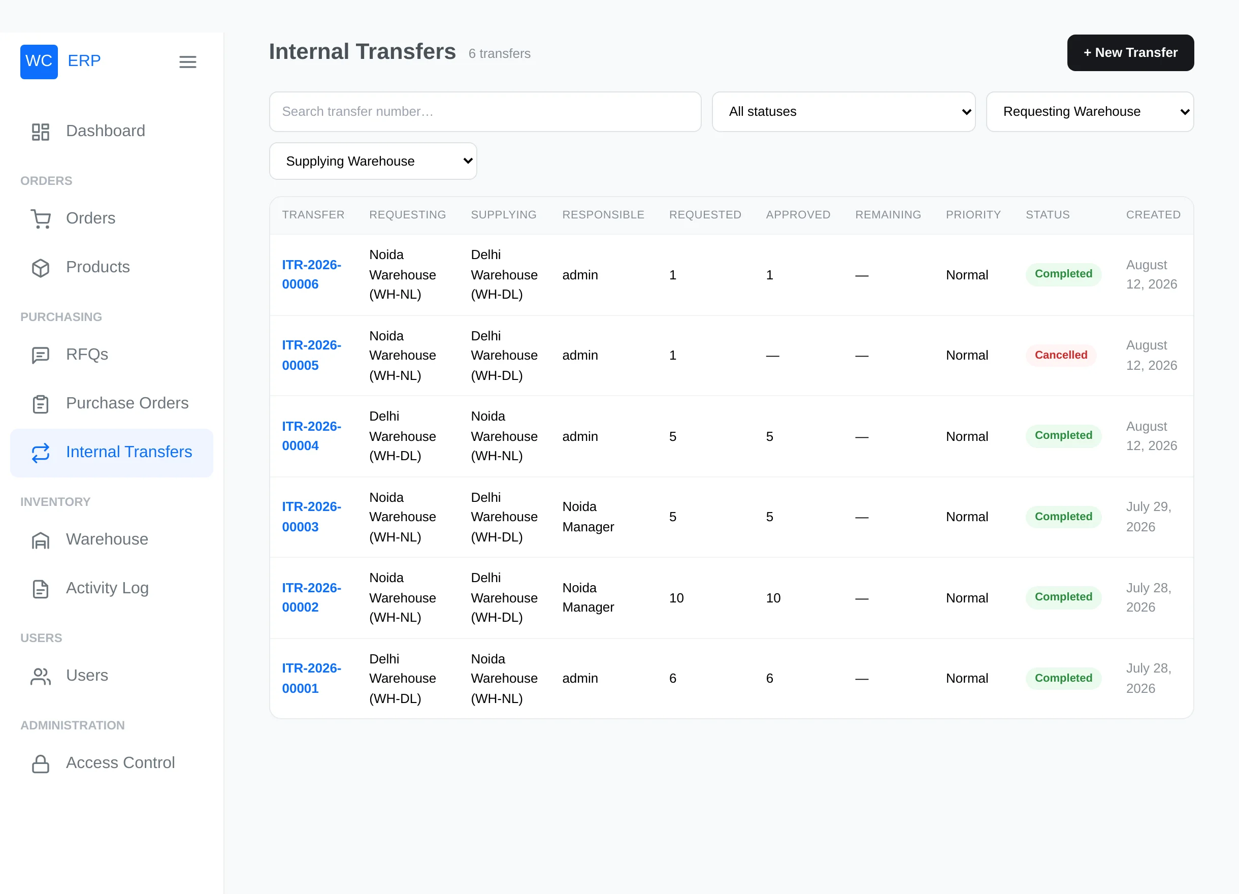 Transfer list