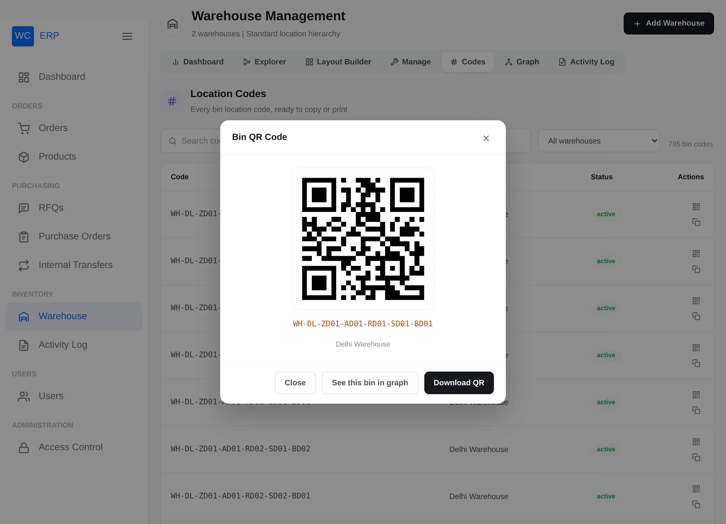 Bin QR code