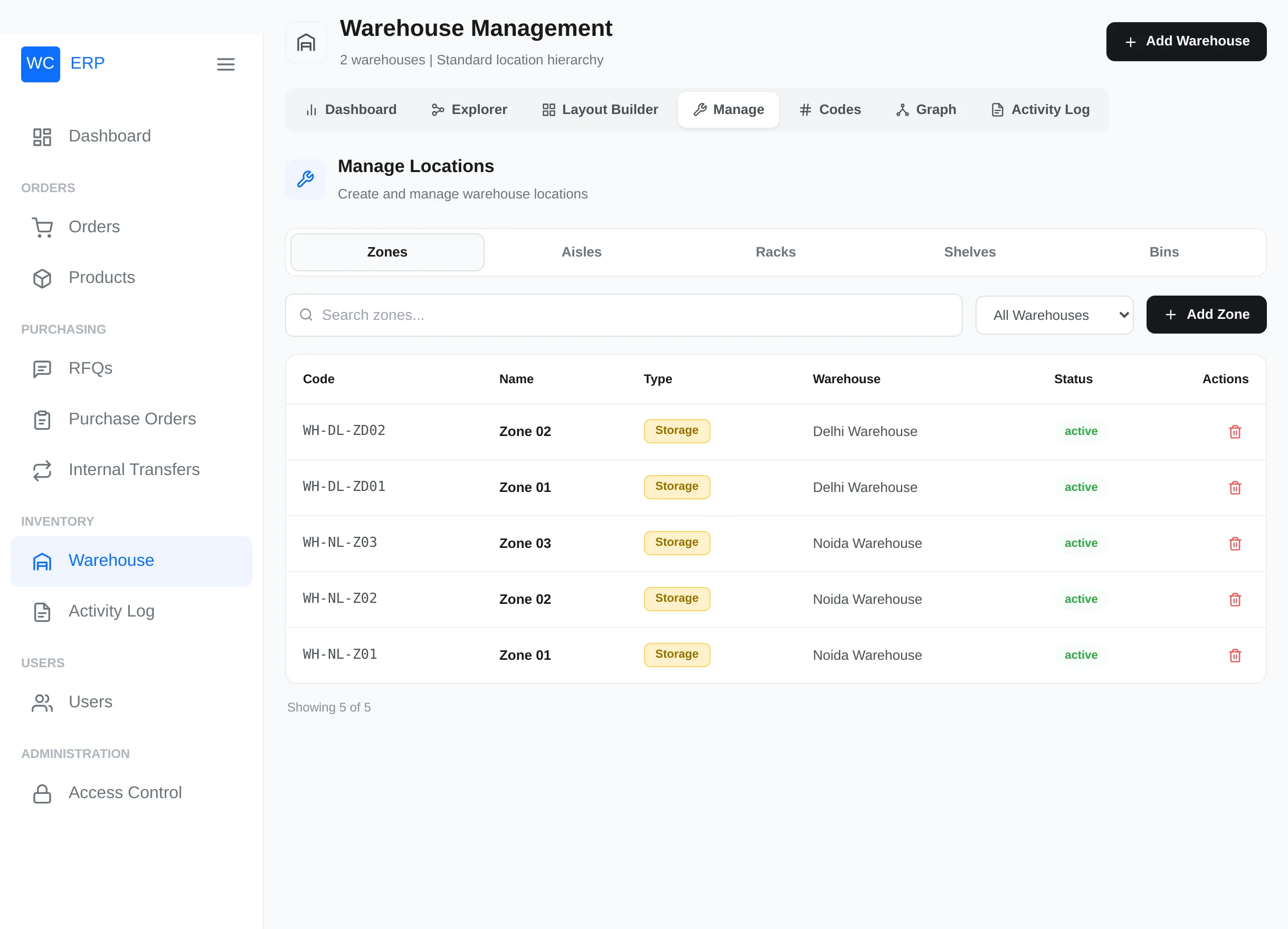 Manage Locations