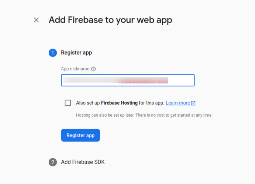Registering the web app with a nickname
