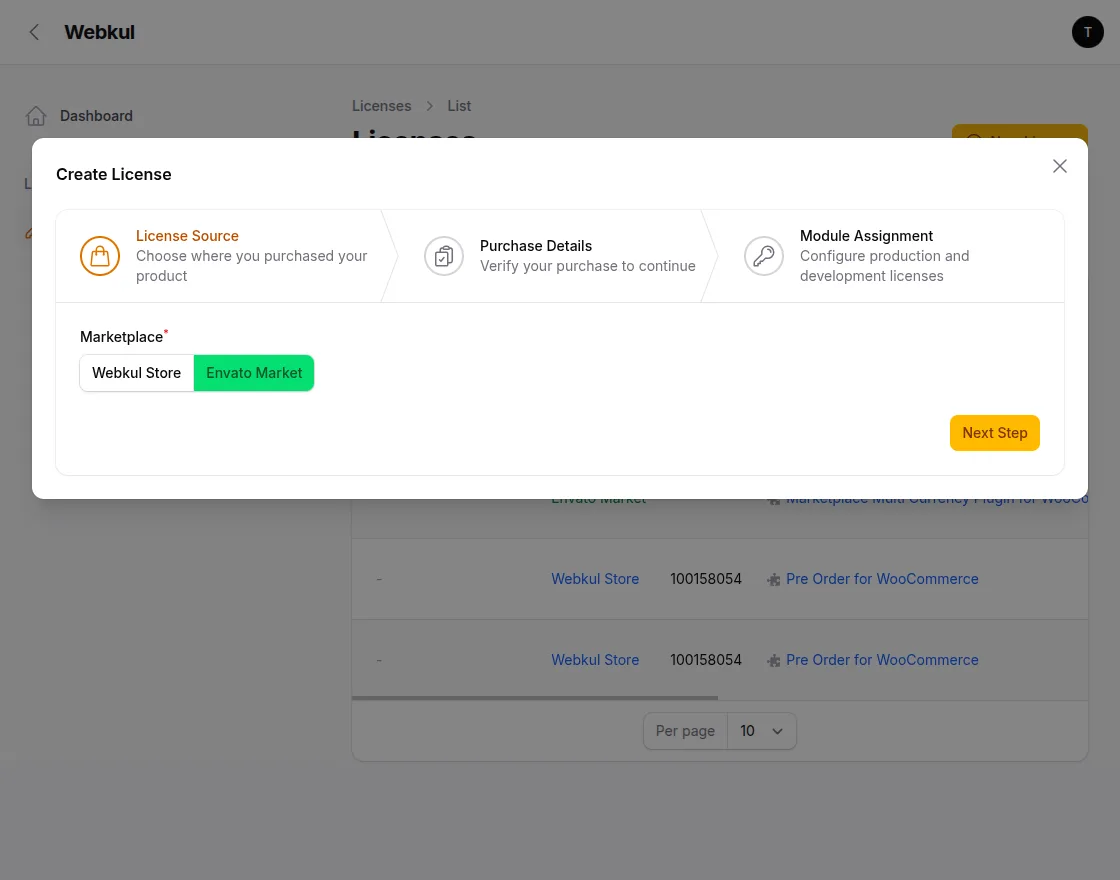 Select Your Purchase