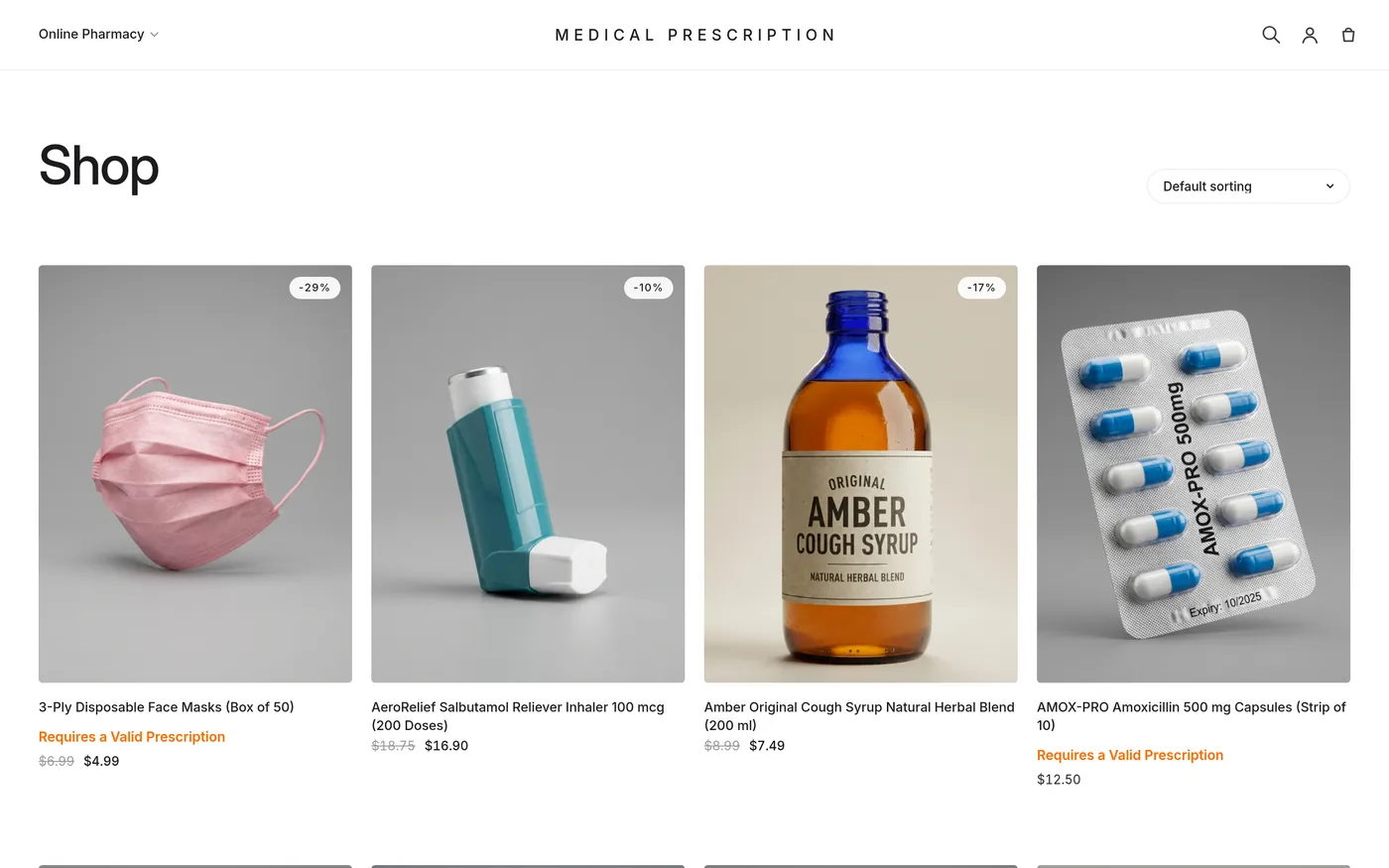 Online pharmacy storefront with prescription-gated products