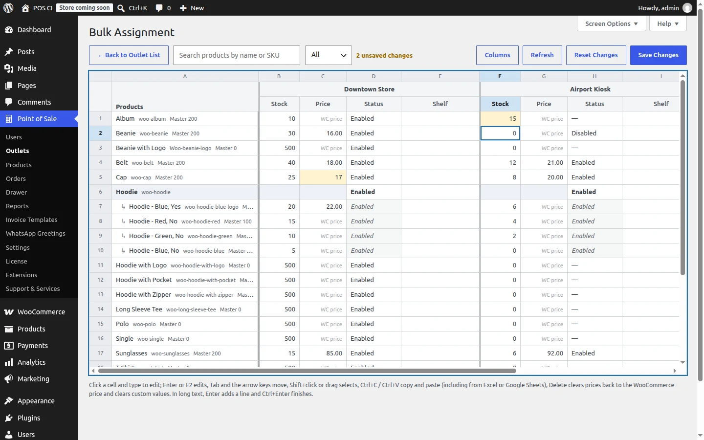 Unsaved changes in Bulk Assignment