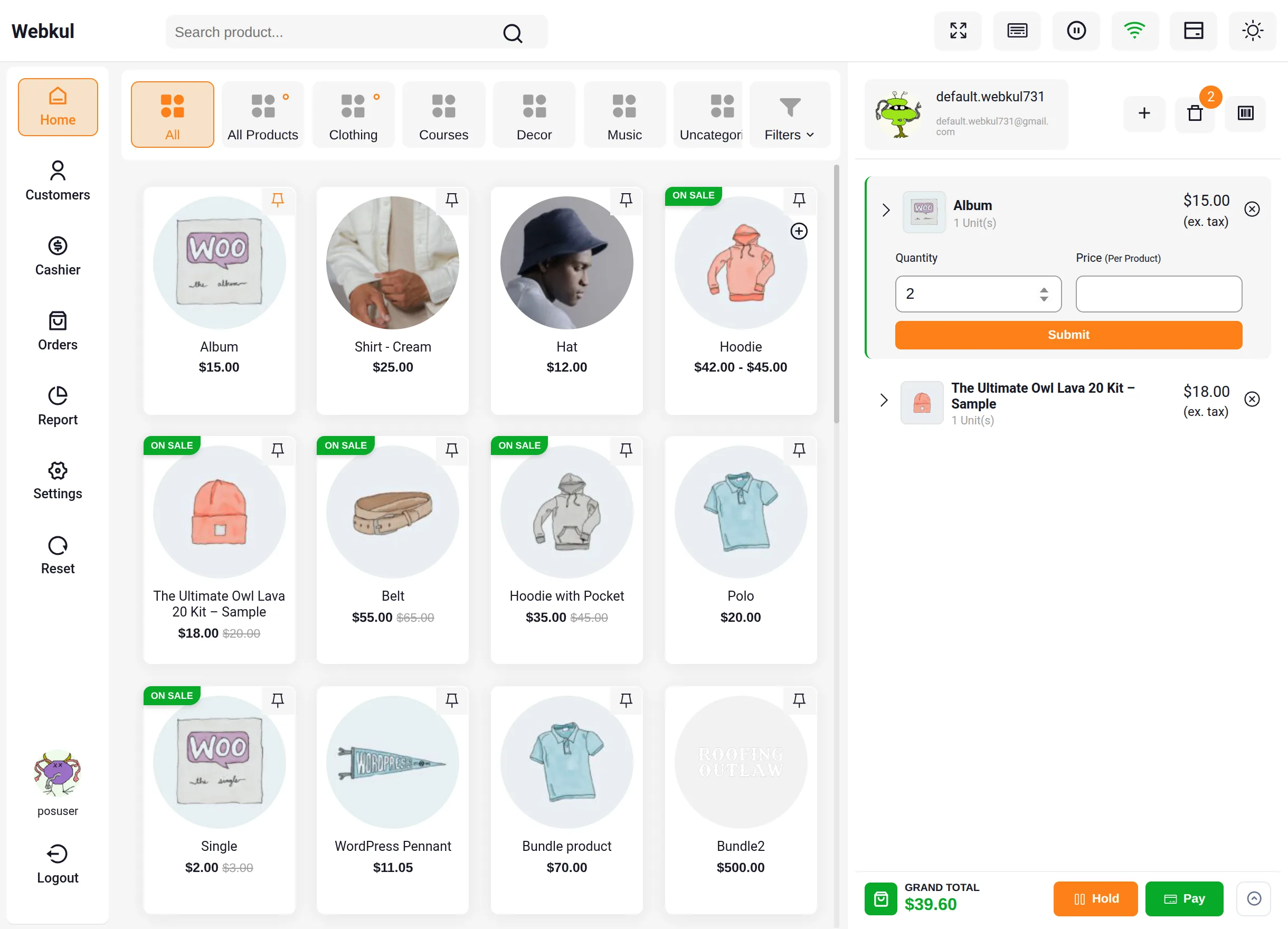 Expanded Cart Item with Submit Button