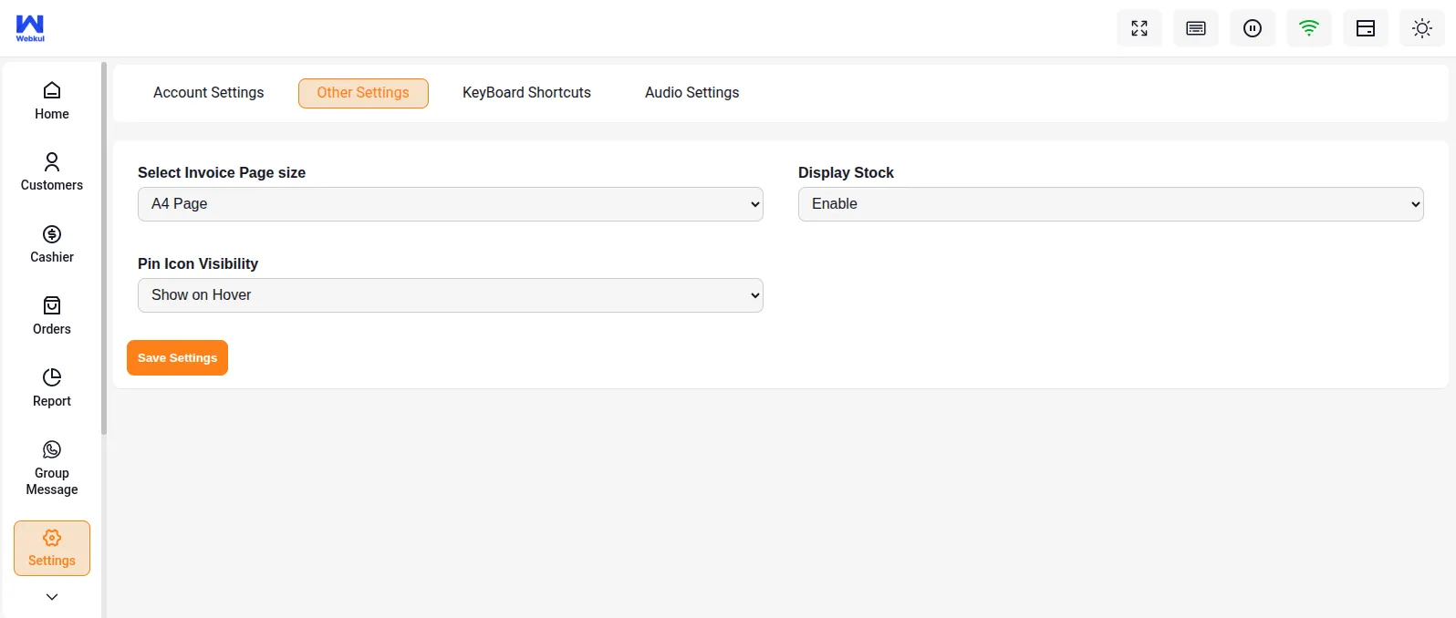 Display Stock Setting Enabled