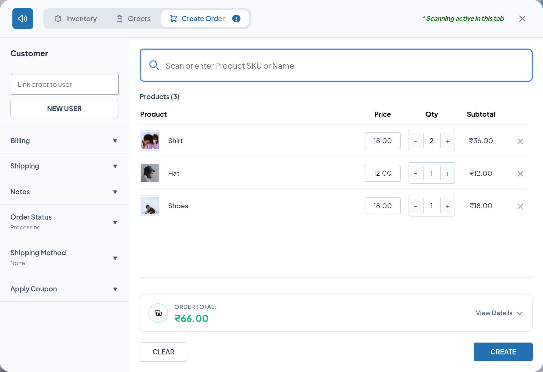 Adjusting an item quantity