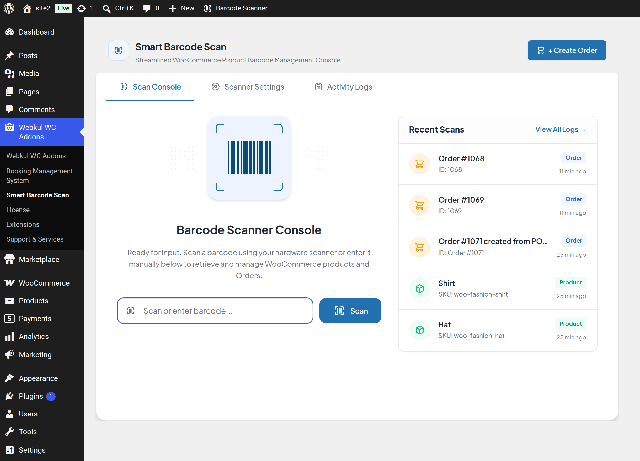 Smart Barcode Scan console