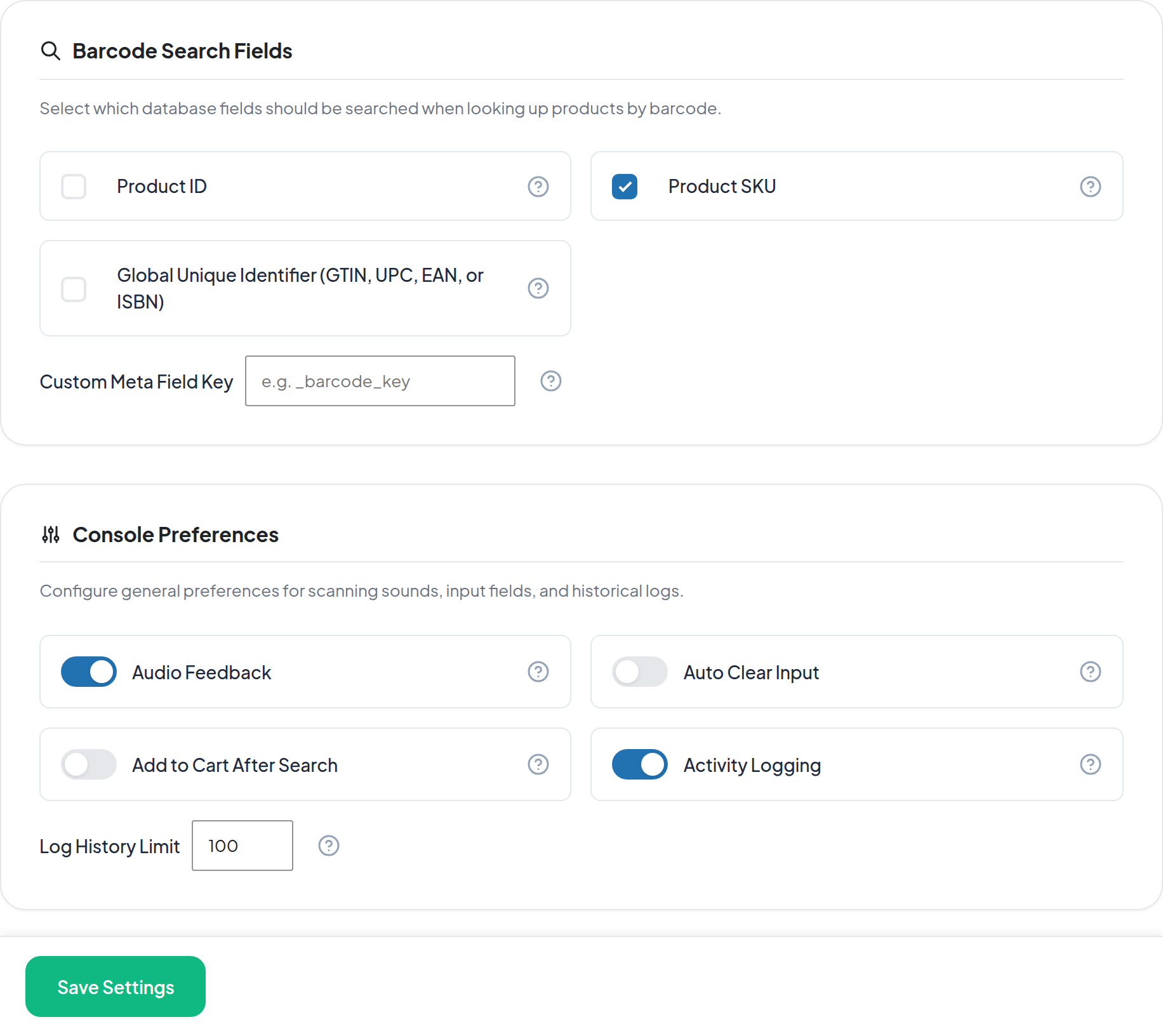 The Scanner Settings tab