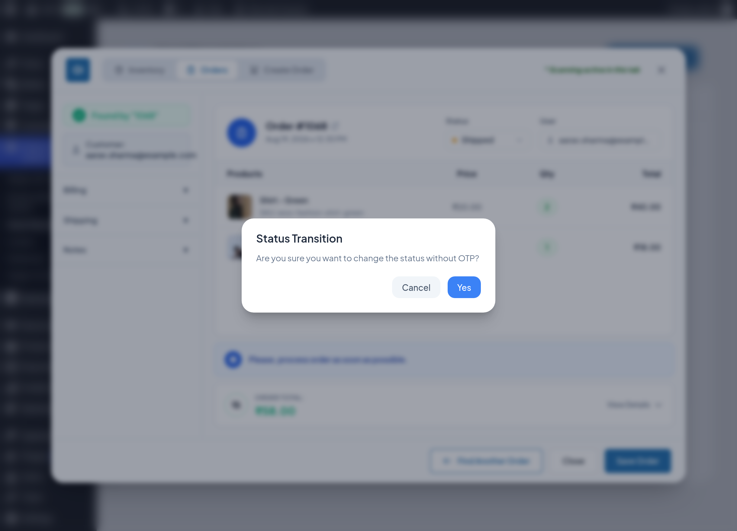 Status Transition confirmation