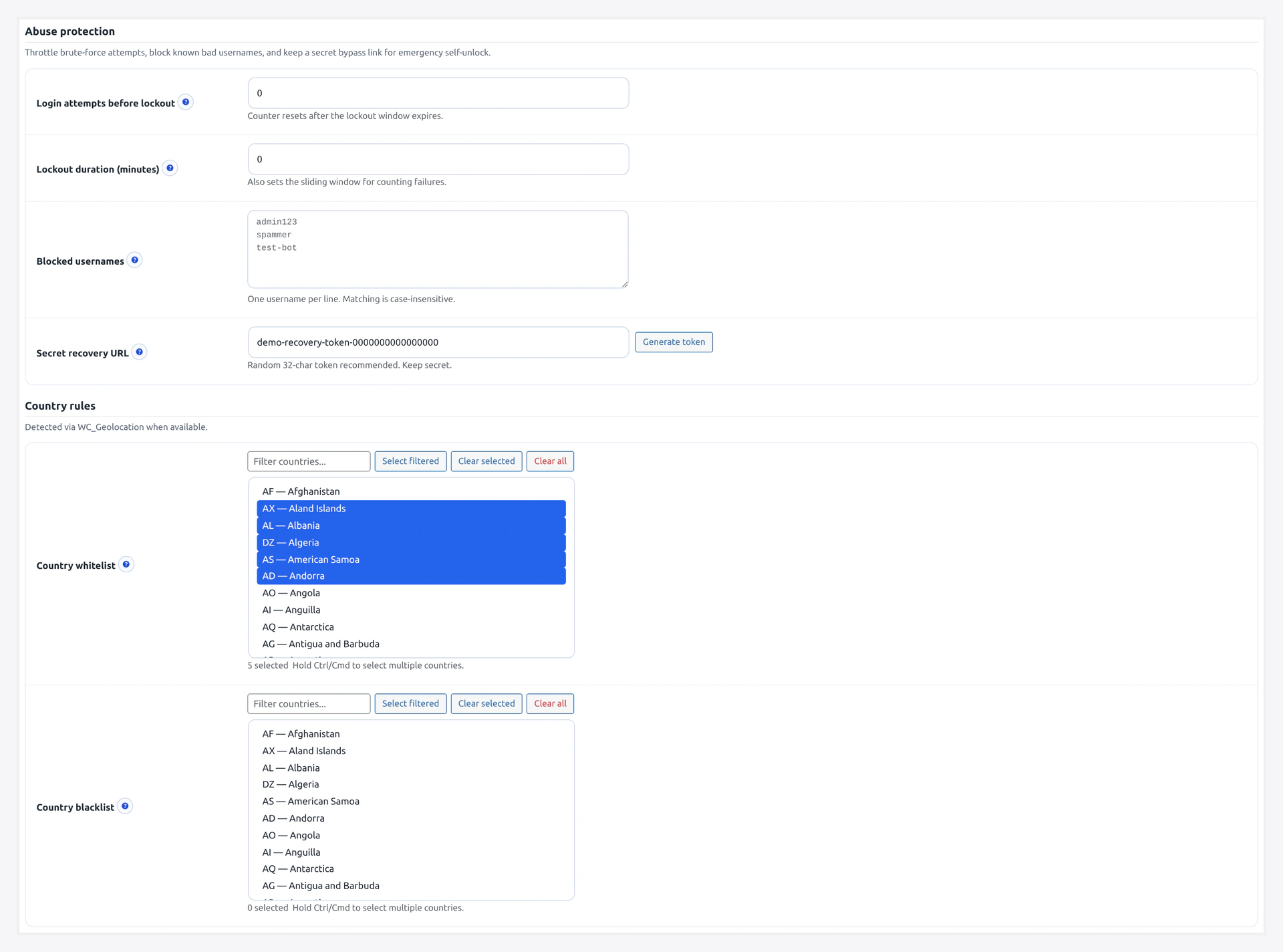 Conditional Rules — abuse protection section