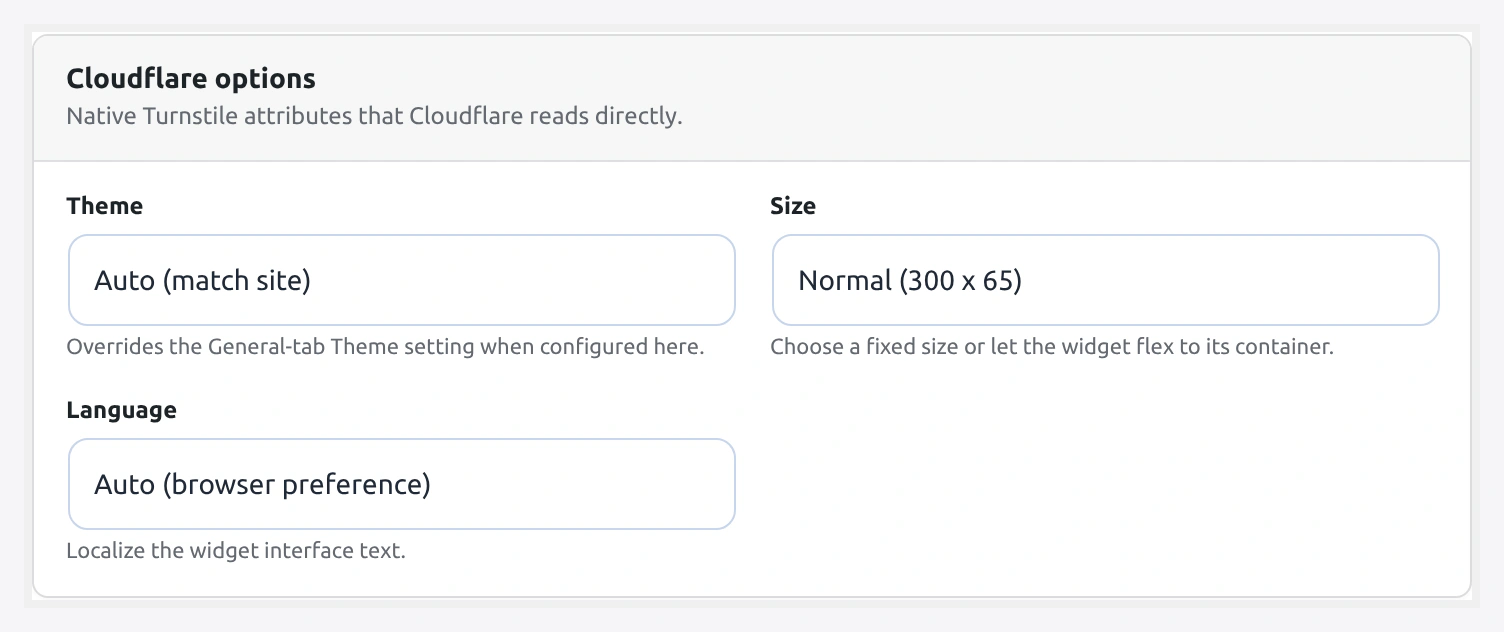 Design Studio — Cloudflare widget settings