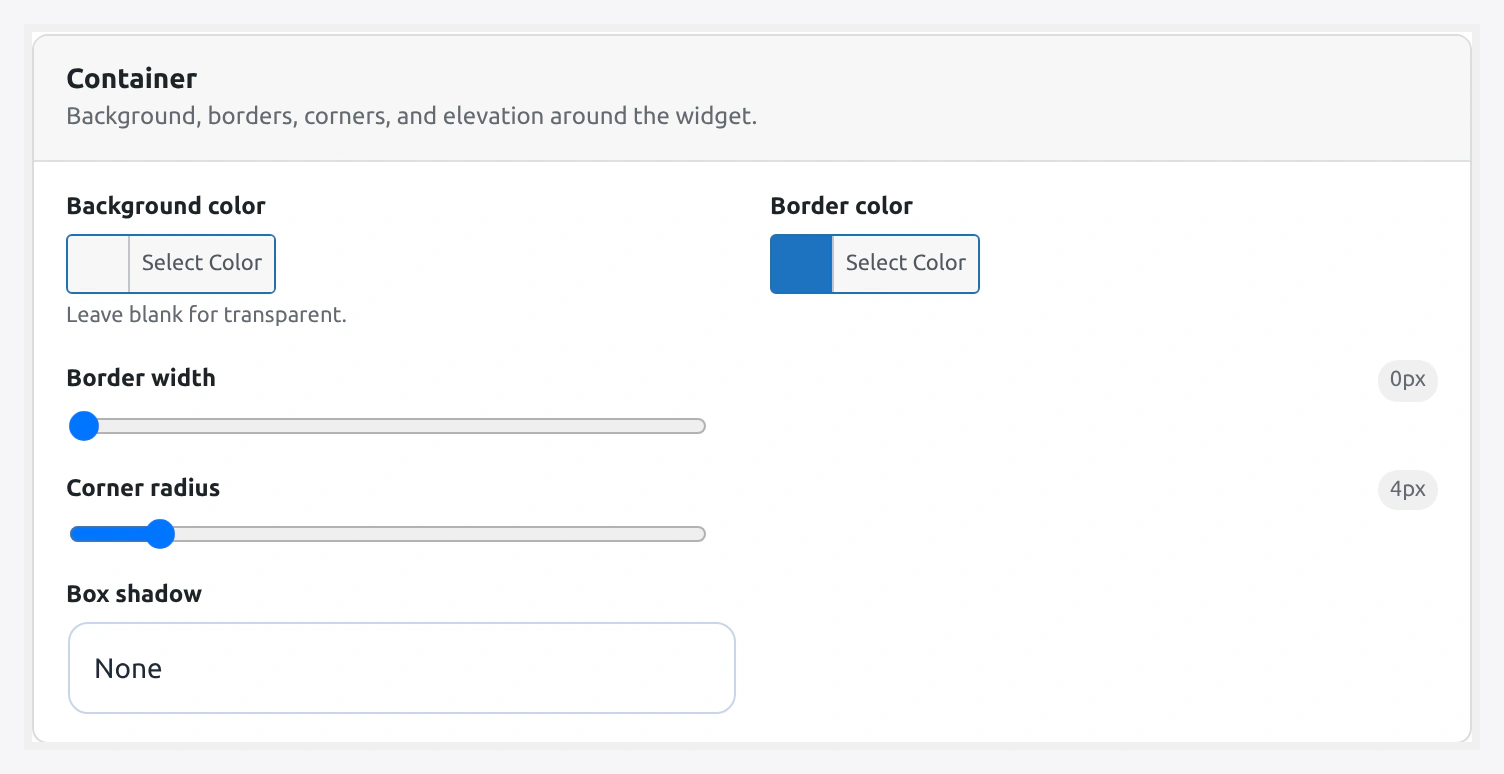 Design Studio — container controls