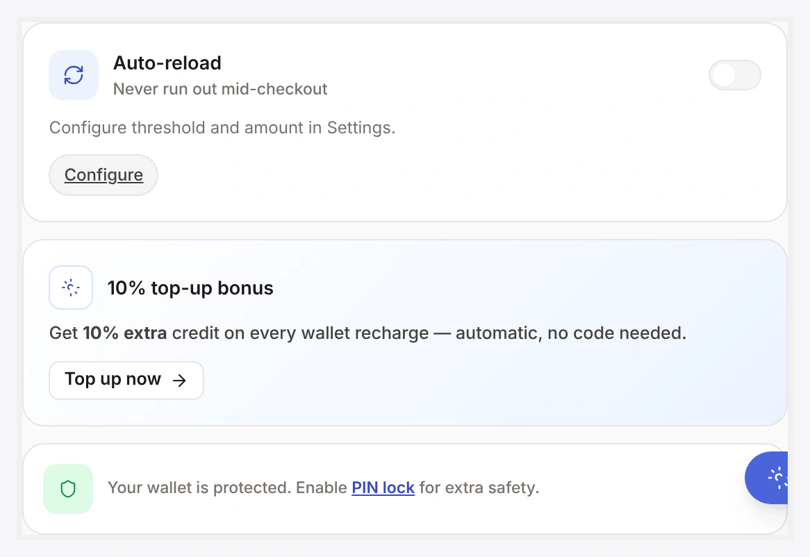 Wallet Central right rail — referral entry; chain commissions roll into the "Earned" total here