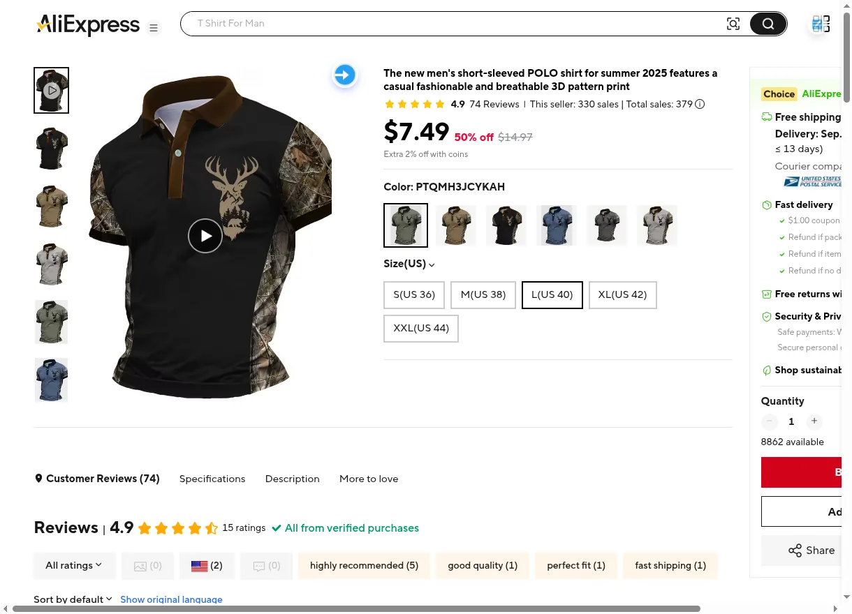 Import arrow on an AliExpress product page