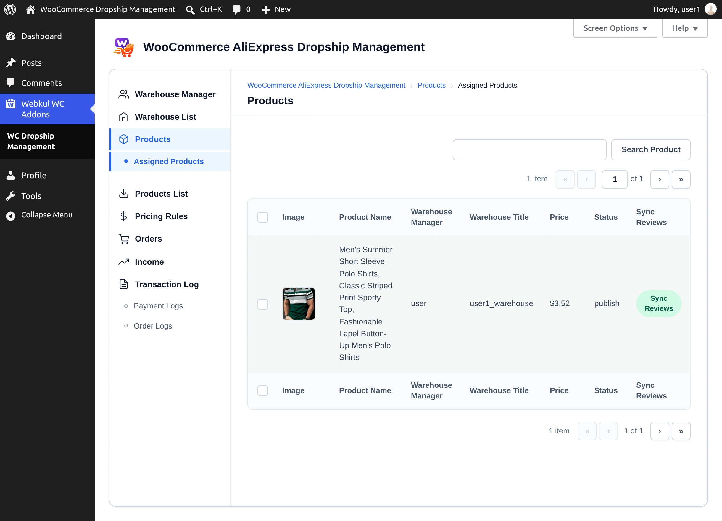 Manager's assigned products