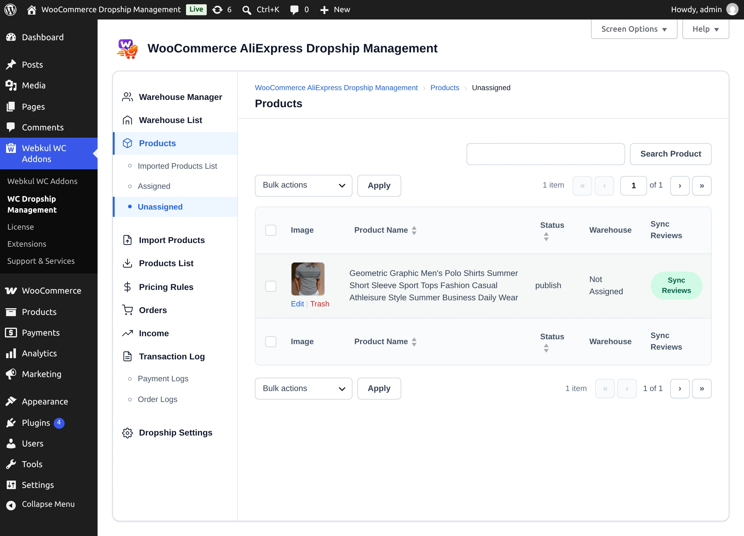 Unassigned products with Sync Reviews