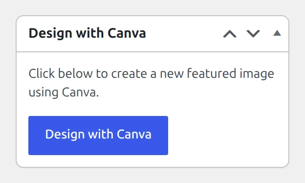 The Design with Canva meta box, with its button