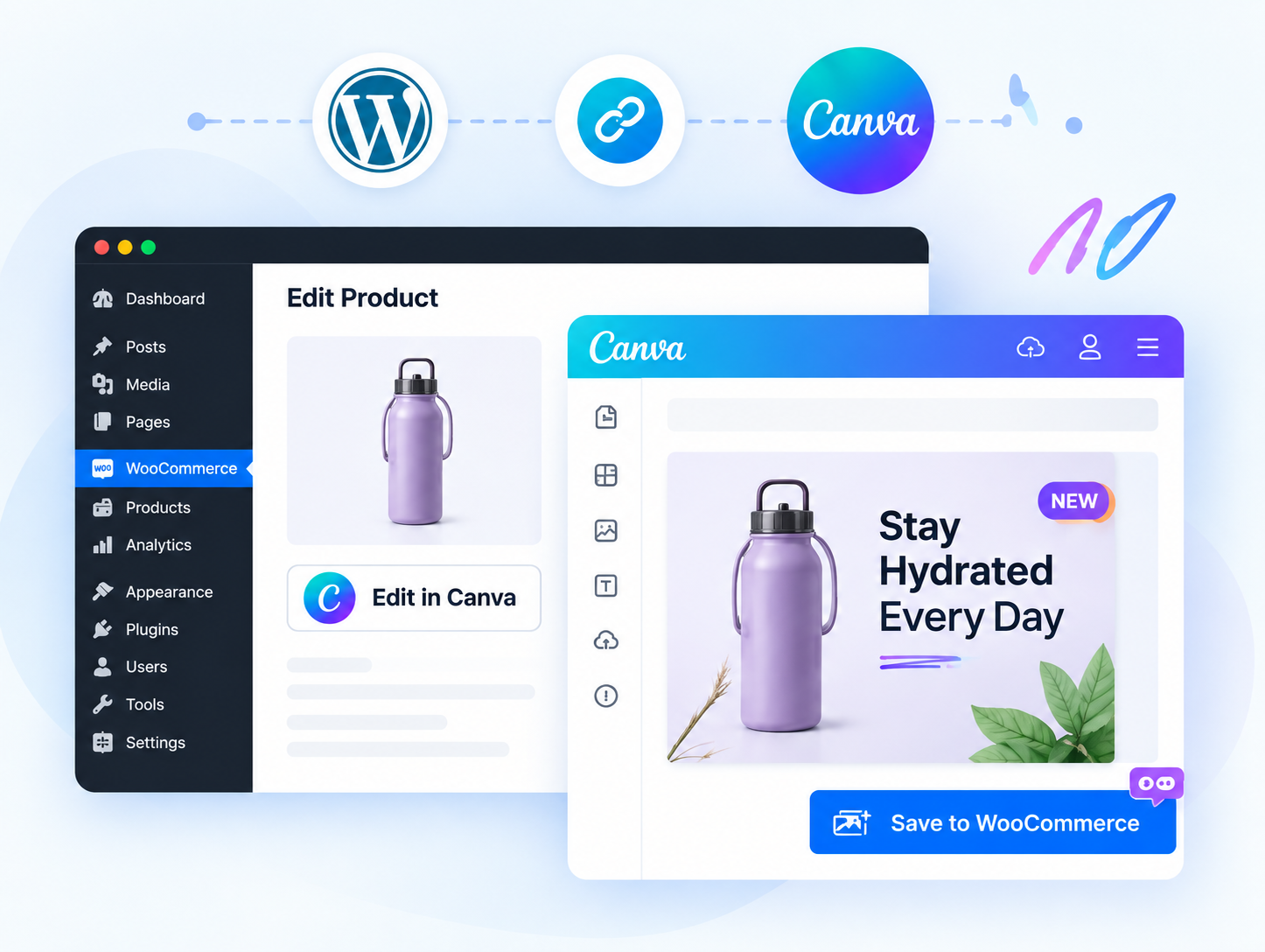 WooCommerce Canva Connector Hero illustration