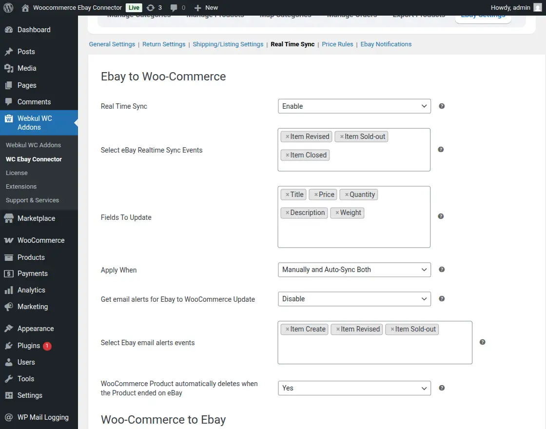 Real-Time Sync Settings