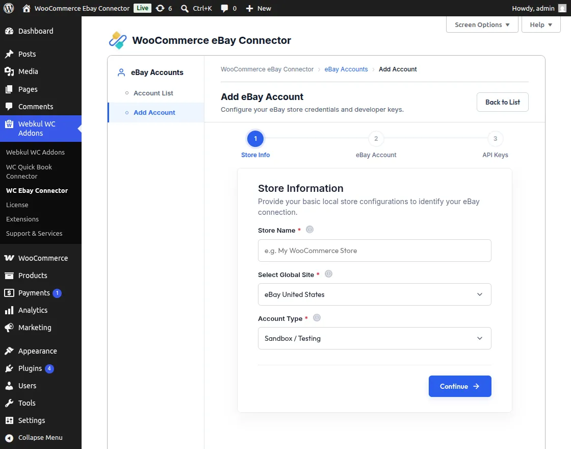 Add eBay Account