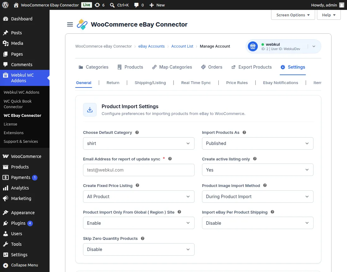 Product Import Settings