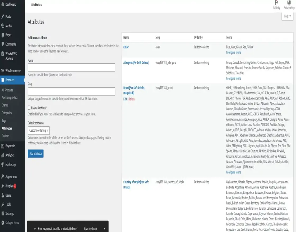 Product Attributes