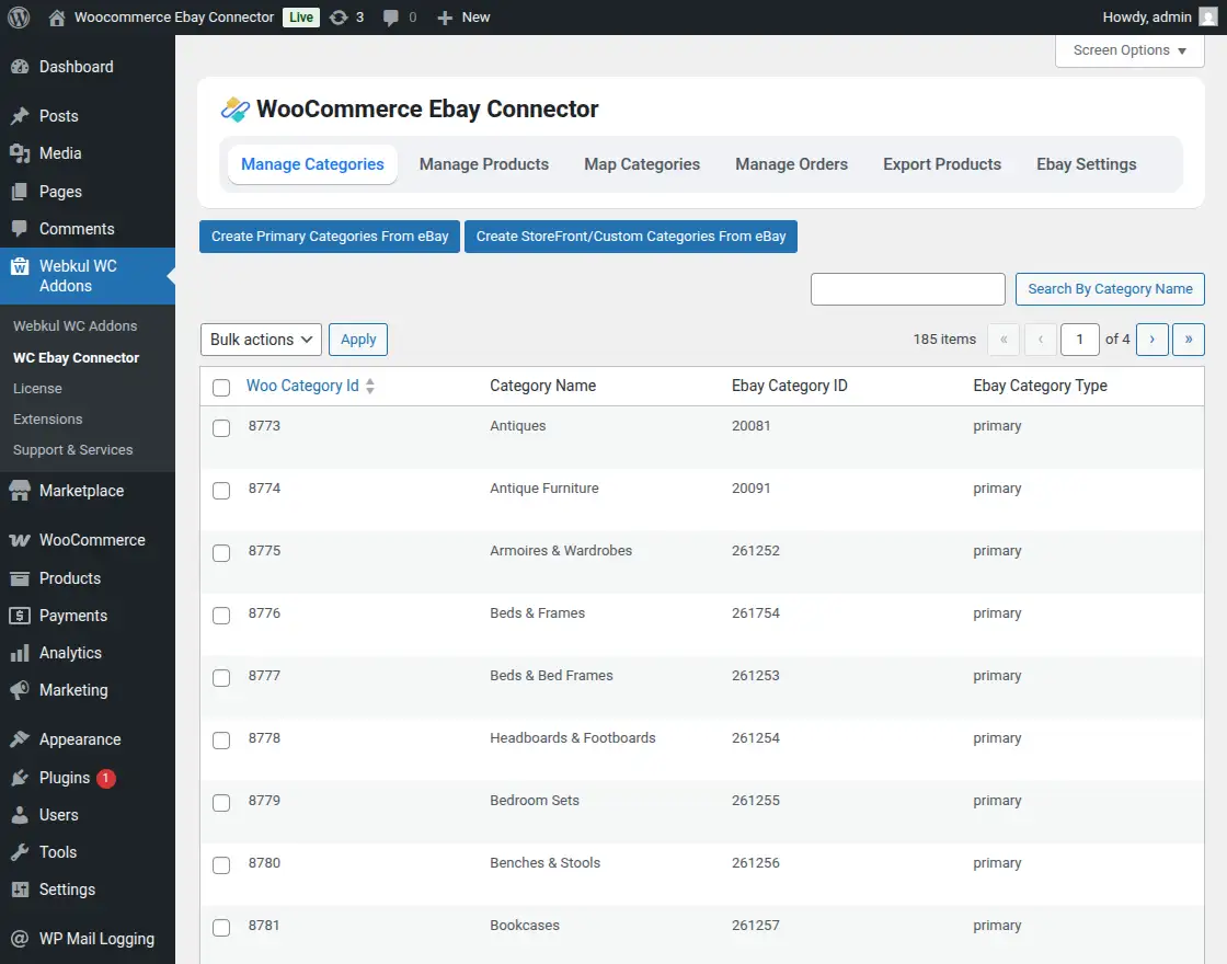 Manage Categories