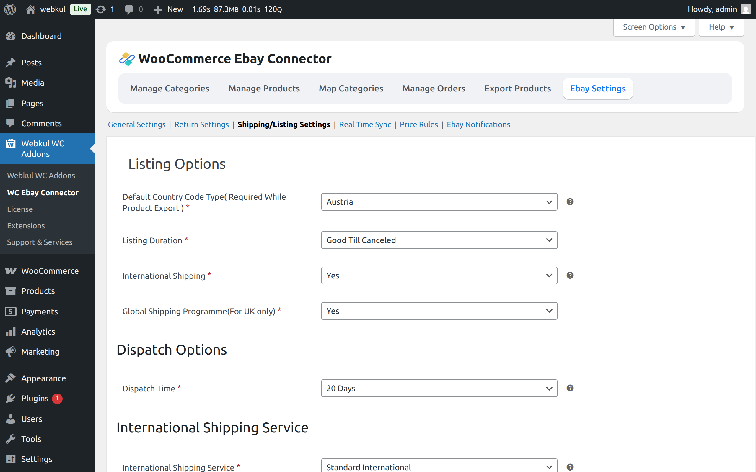 Shipping Settings
