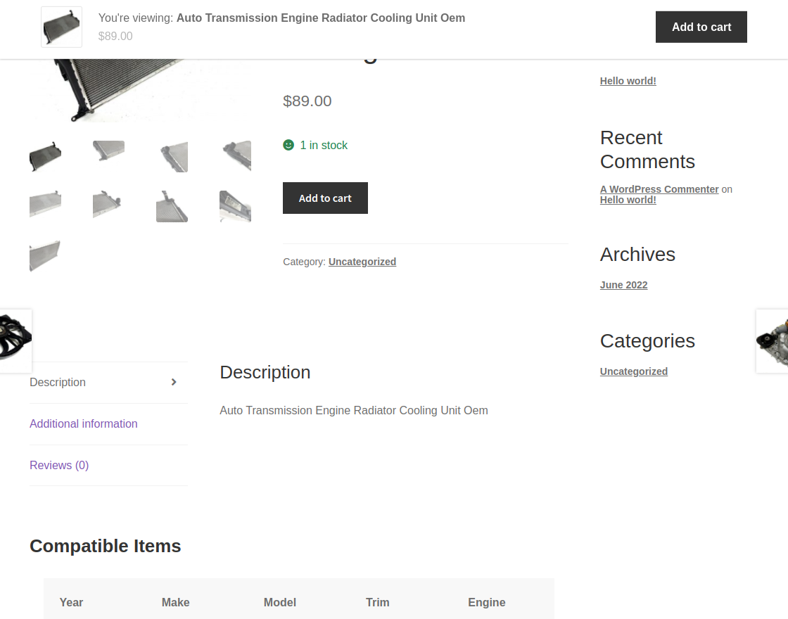 Customer Frontend Filters