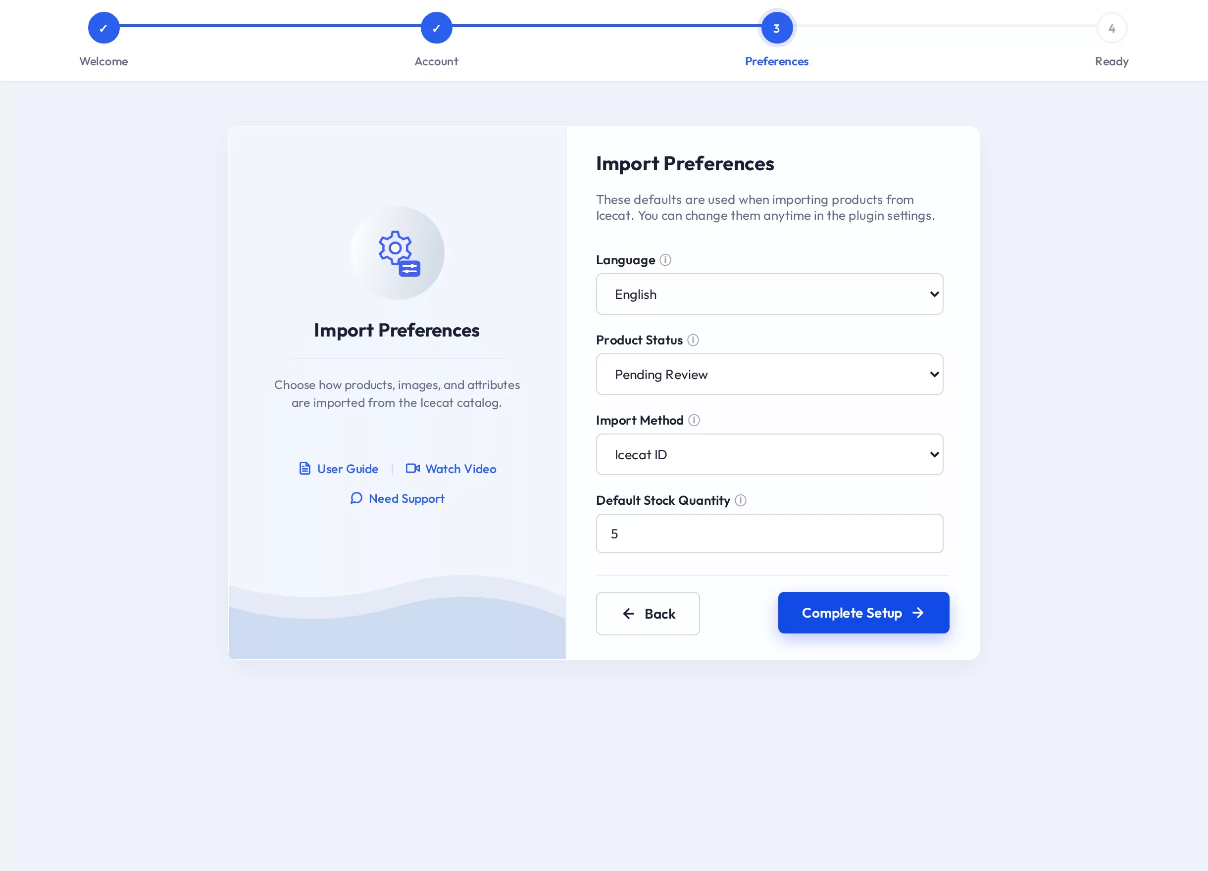 Setup Wizard Step 3 — import preferences