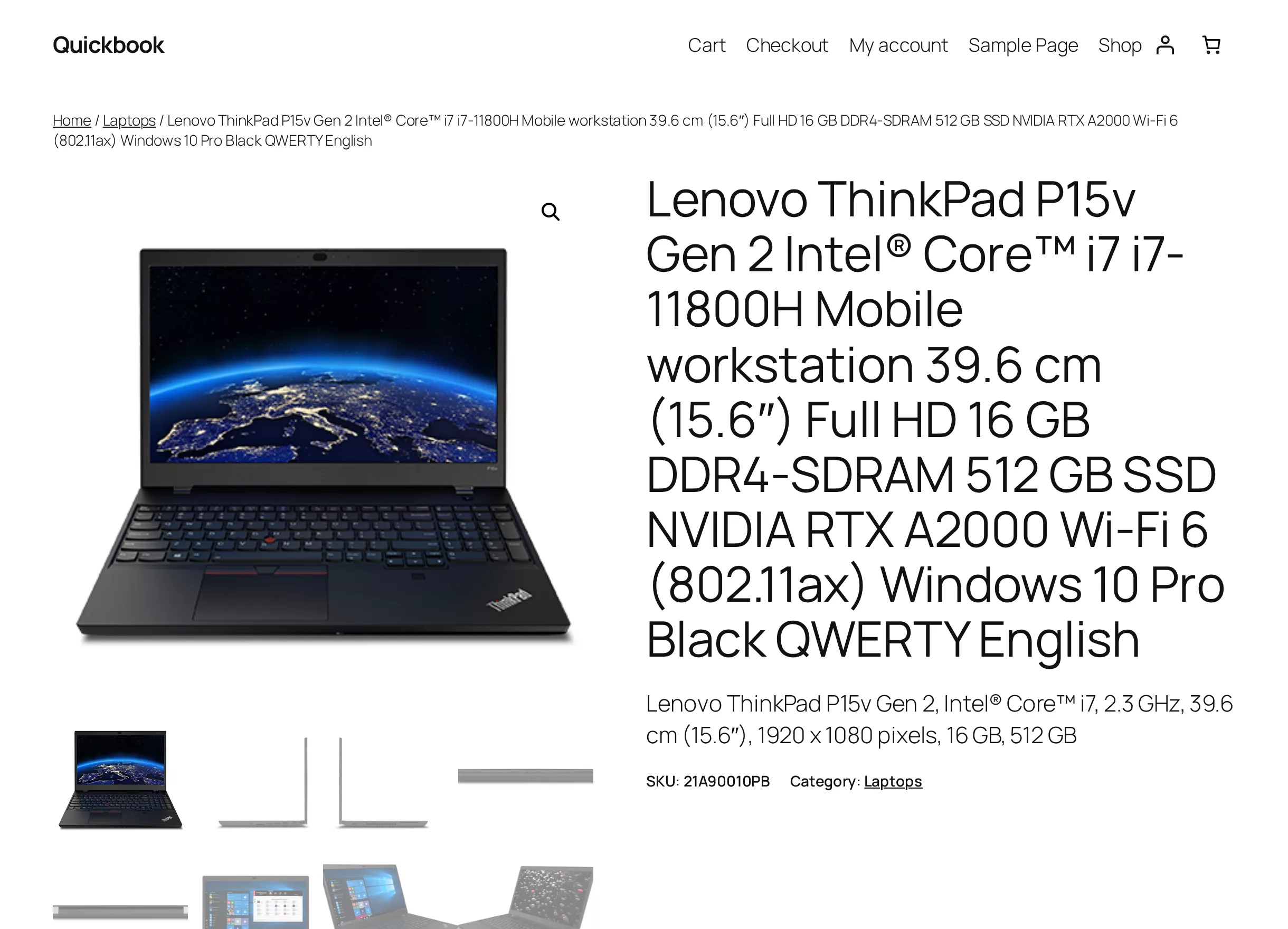The imported product on the storefront with gallery, description, and specs