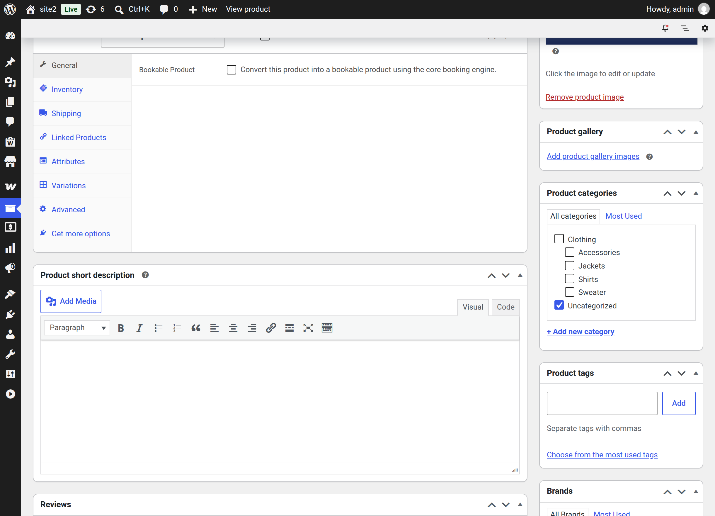 An imported Shopify product open in the WooCommerce product editor