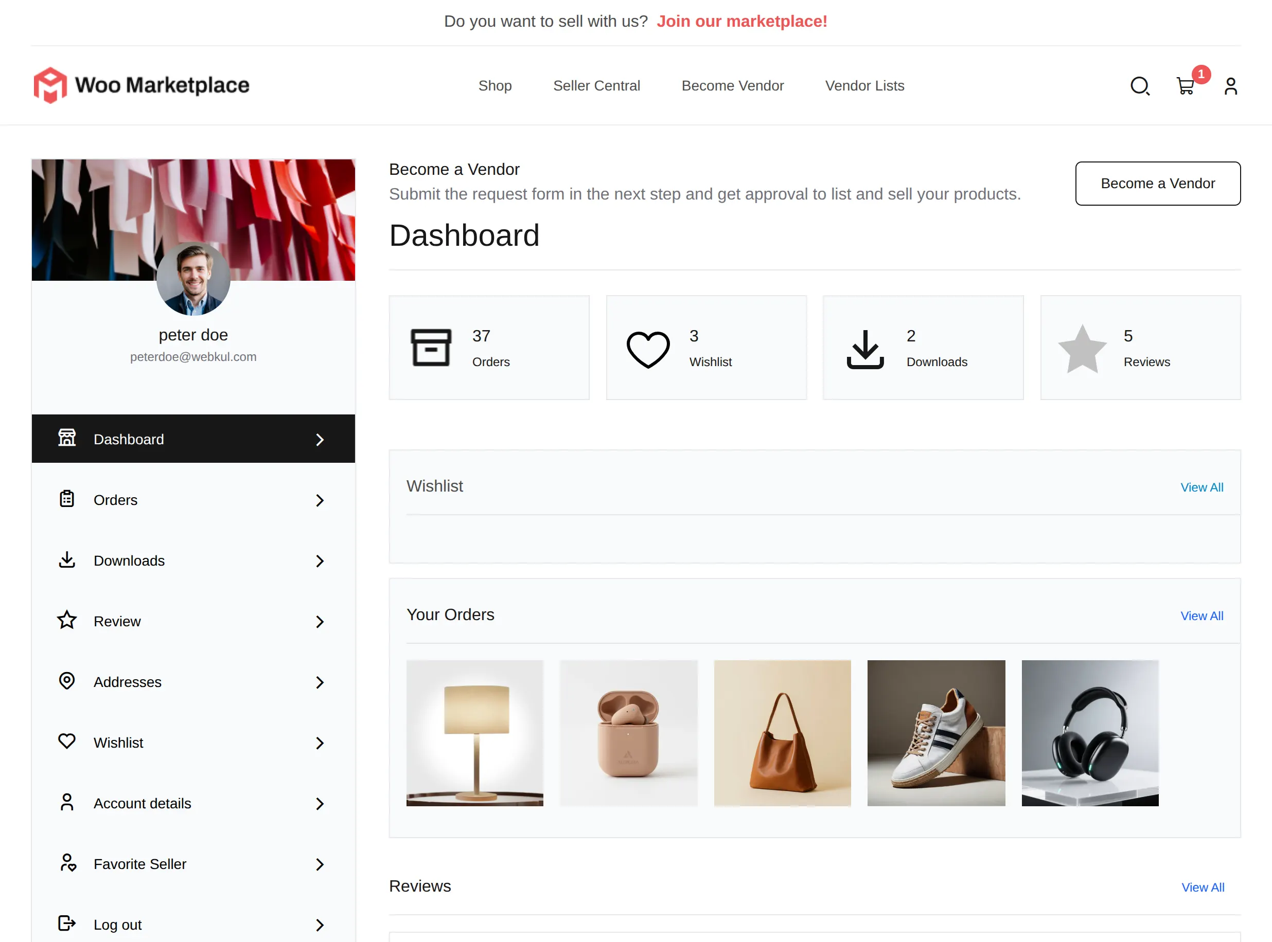 Become Vendor from Account