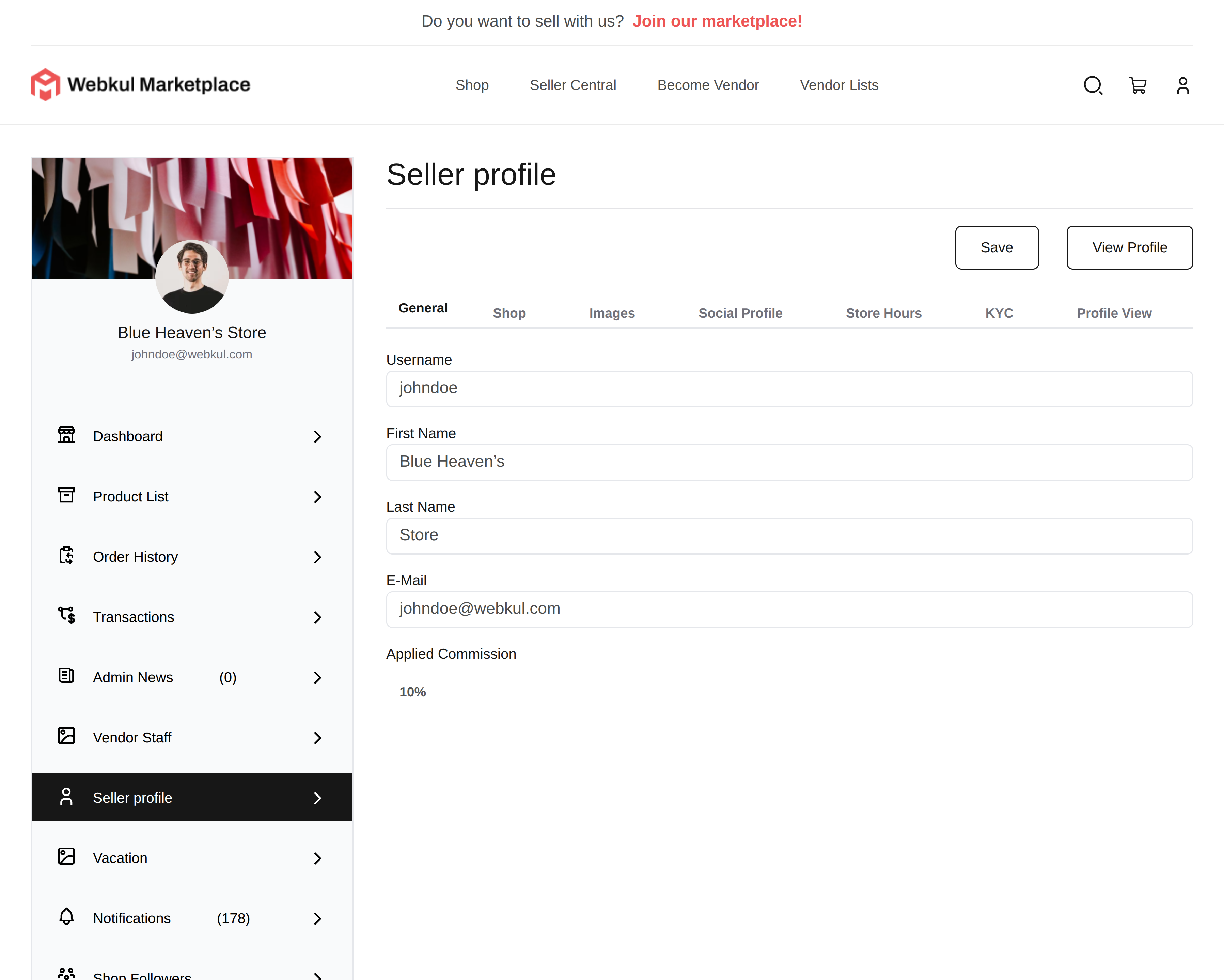 Seller Profile General Tab