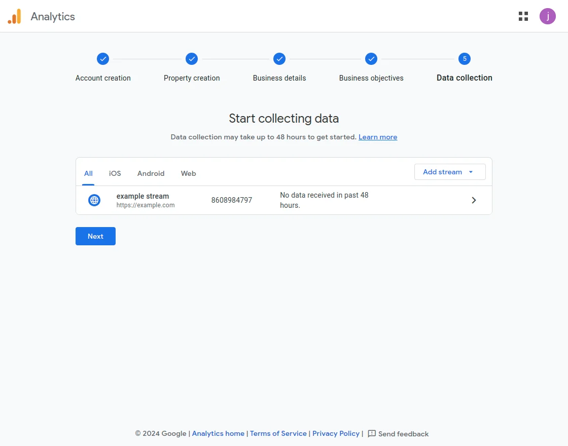 Google Analytics Data Stream