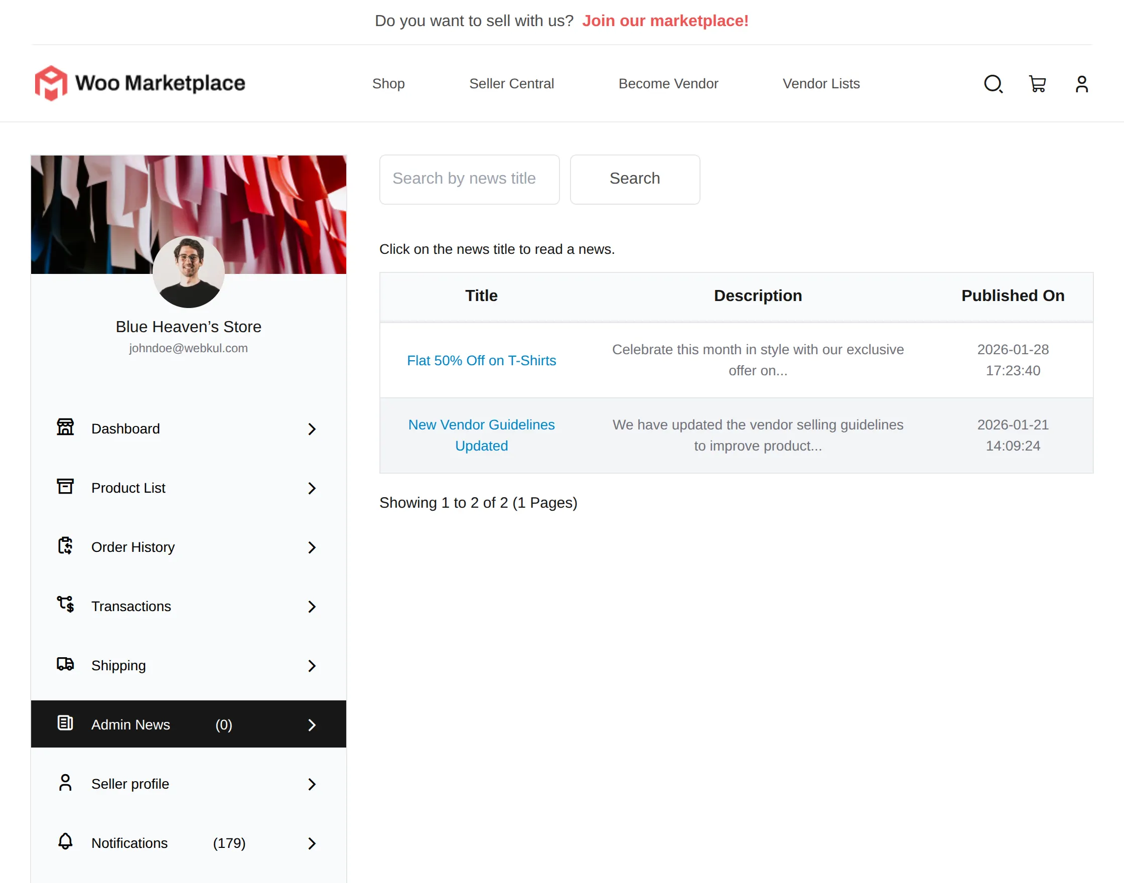 Admin News – Vendor