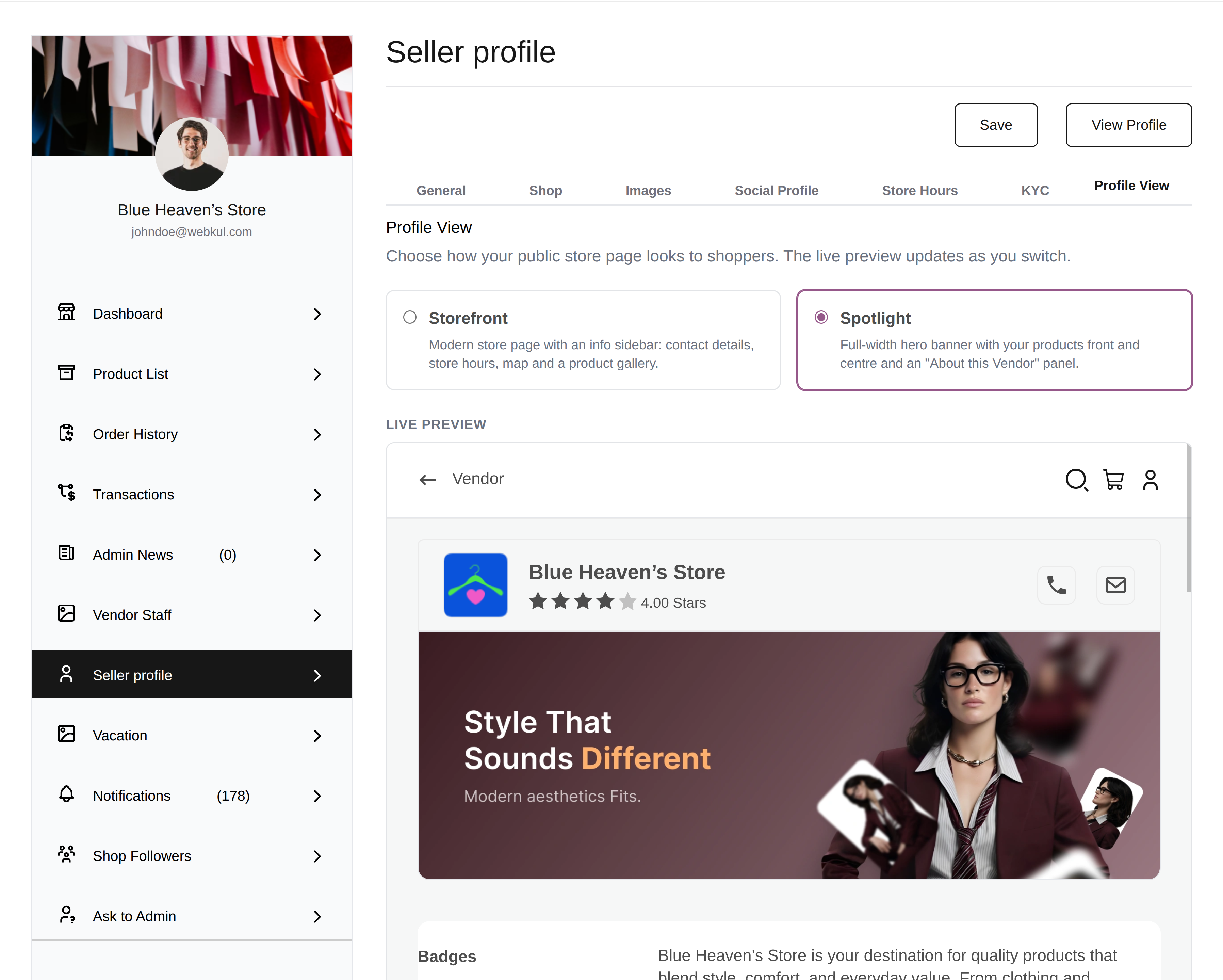 Profile View Selection