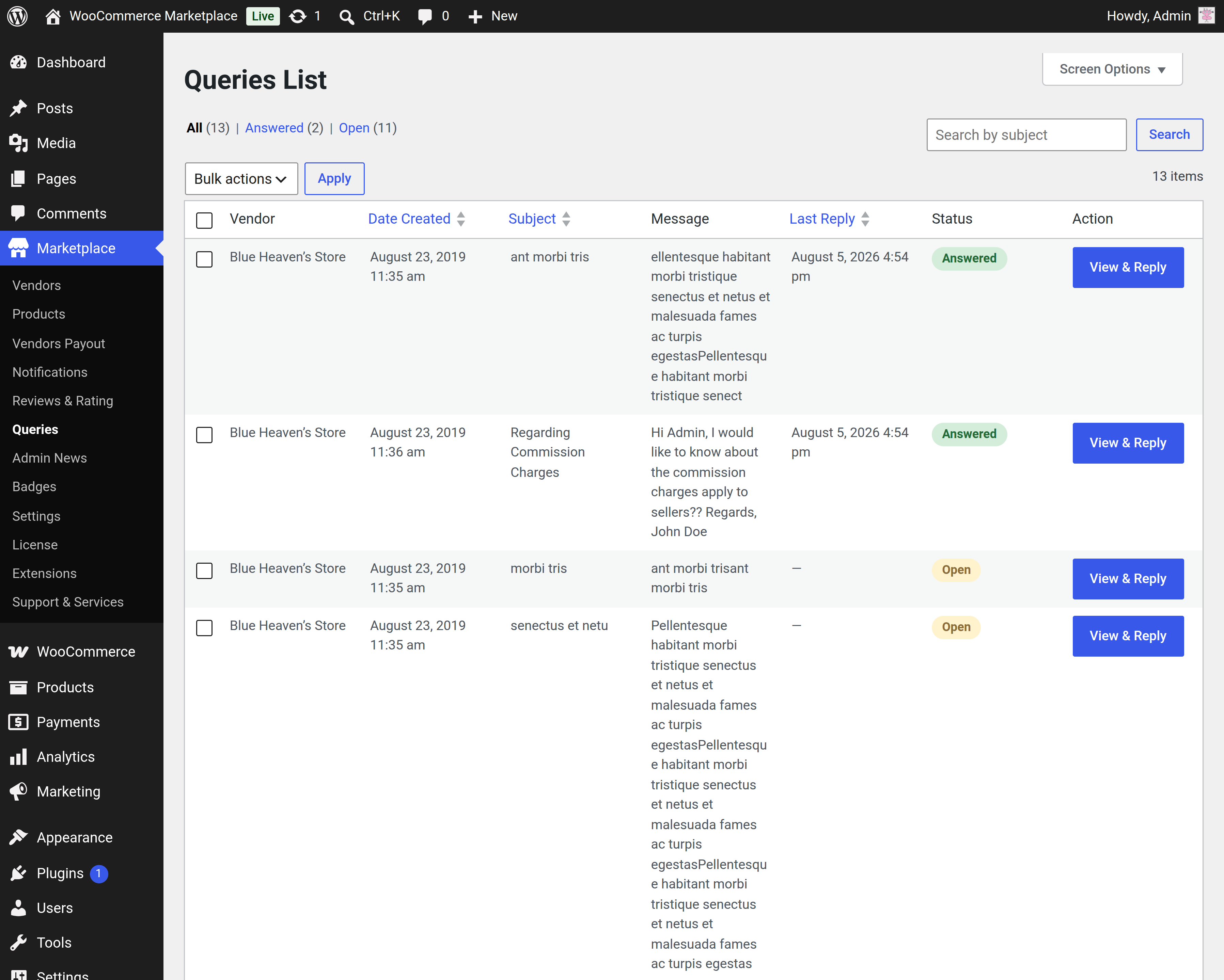 Queries List
