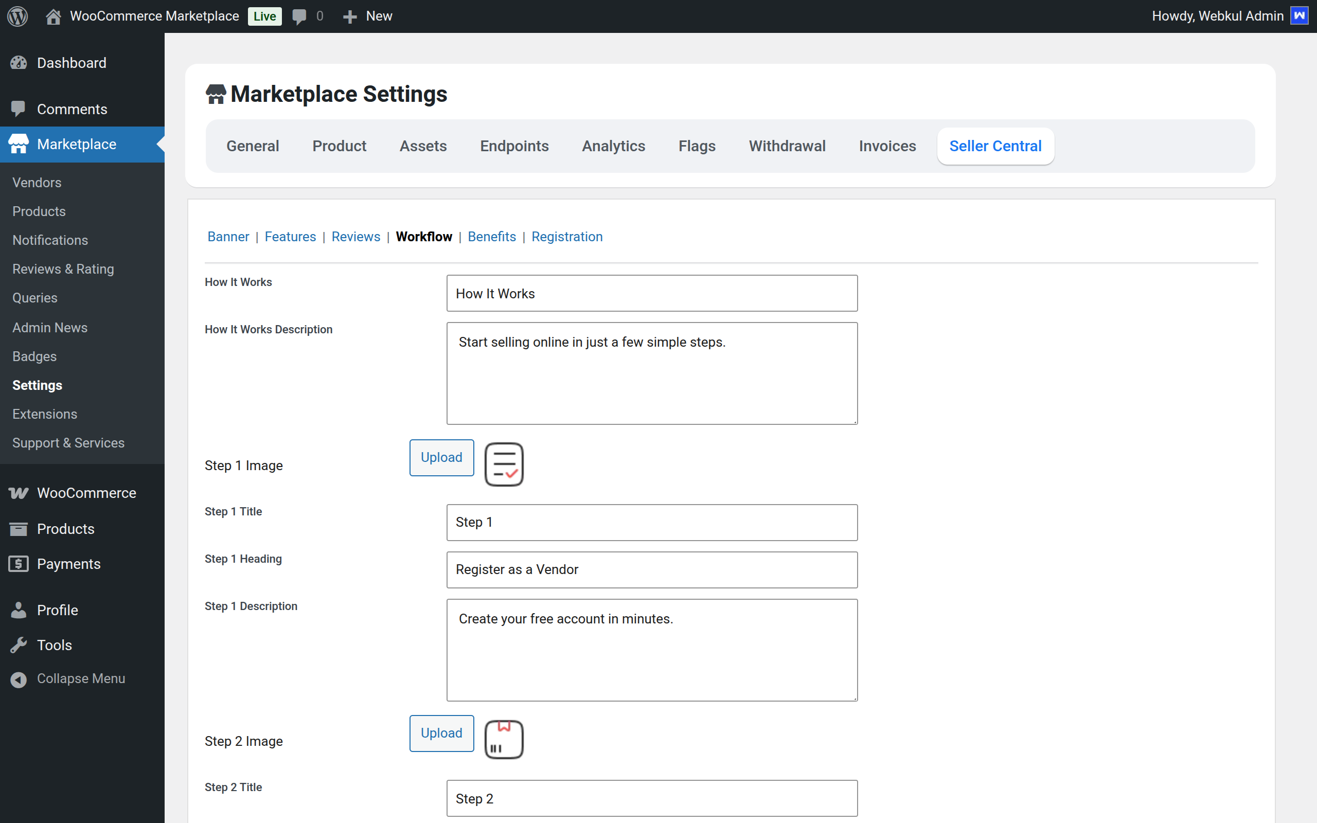 Admin Withdrawal Settings