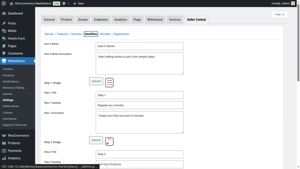 Admin Withdrawal Settings